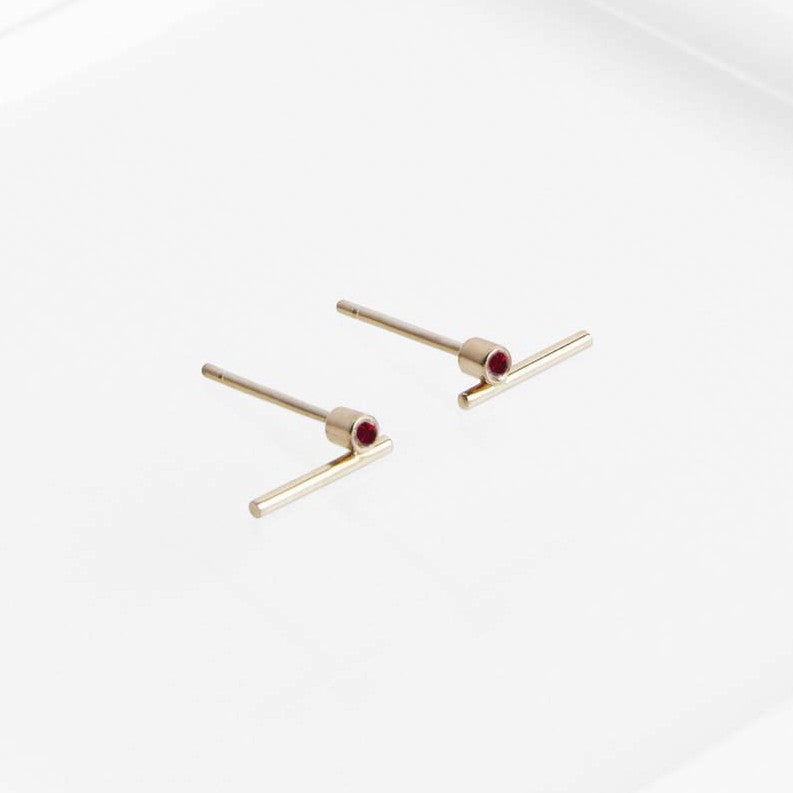 Livi Small Studs with Rubies