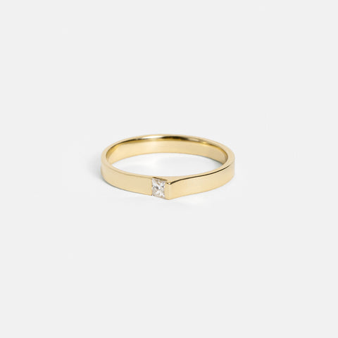 Unique Shape Stackable Wedding Band with Princess Cut Natural White Diamond in solid 14k yellow gold by SHW best fine jewelry shops in NYC