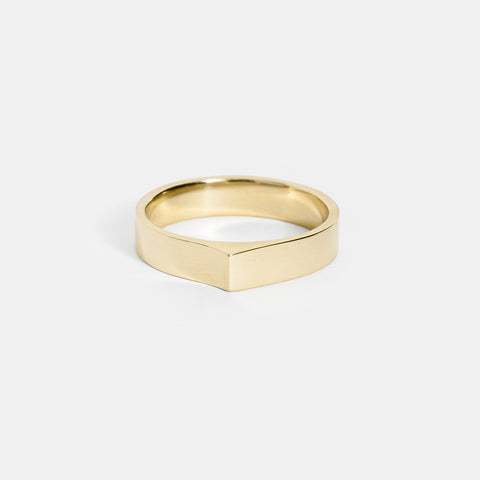 Unique Shape Thick Wedding Band with Custom Engraving in solid 14k yellow gold by SHW best fine jewelry shop located in downtown NYC