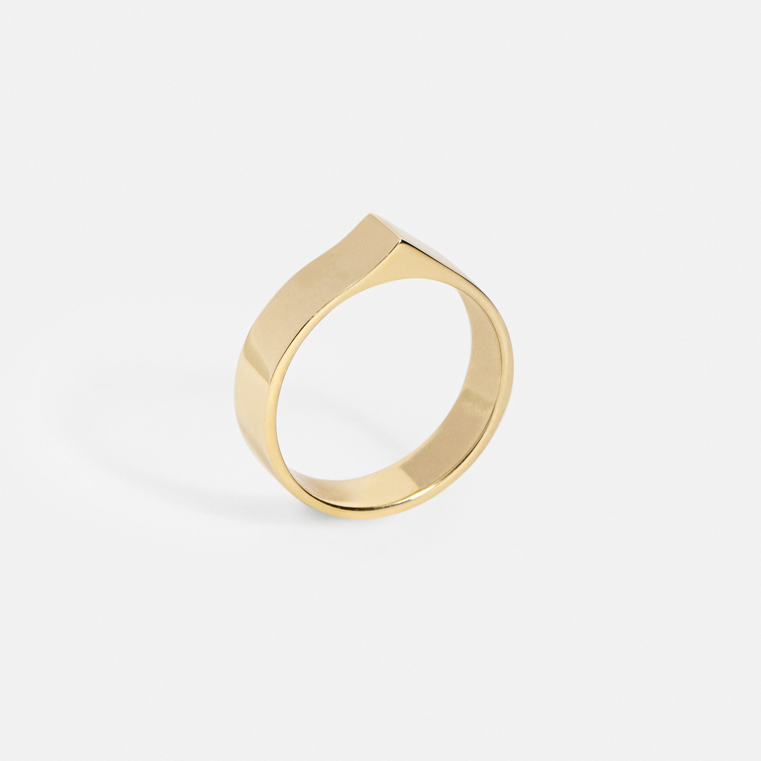 Unusual Shaped Sculptural Wedding Ring in solid 14k yellow white or rose gold by SHW famous fine jewelry store located in NYC SoHo