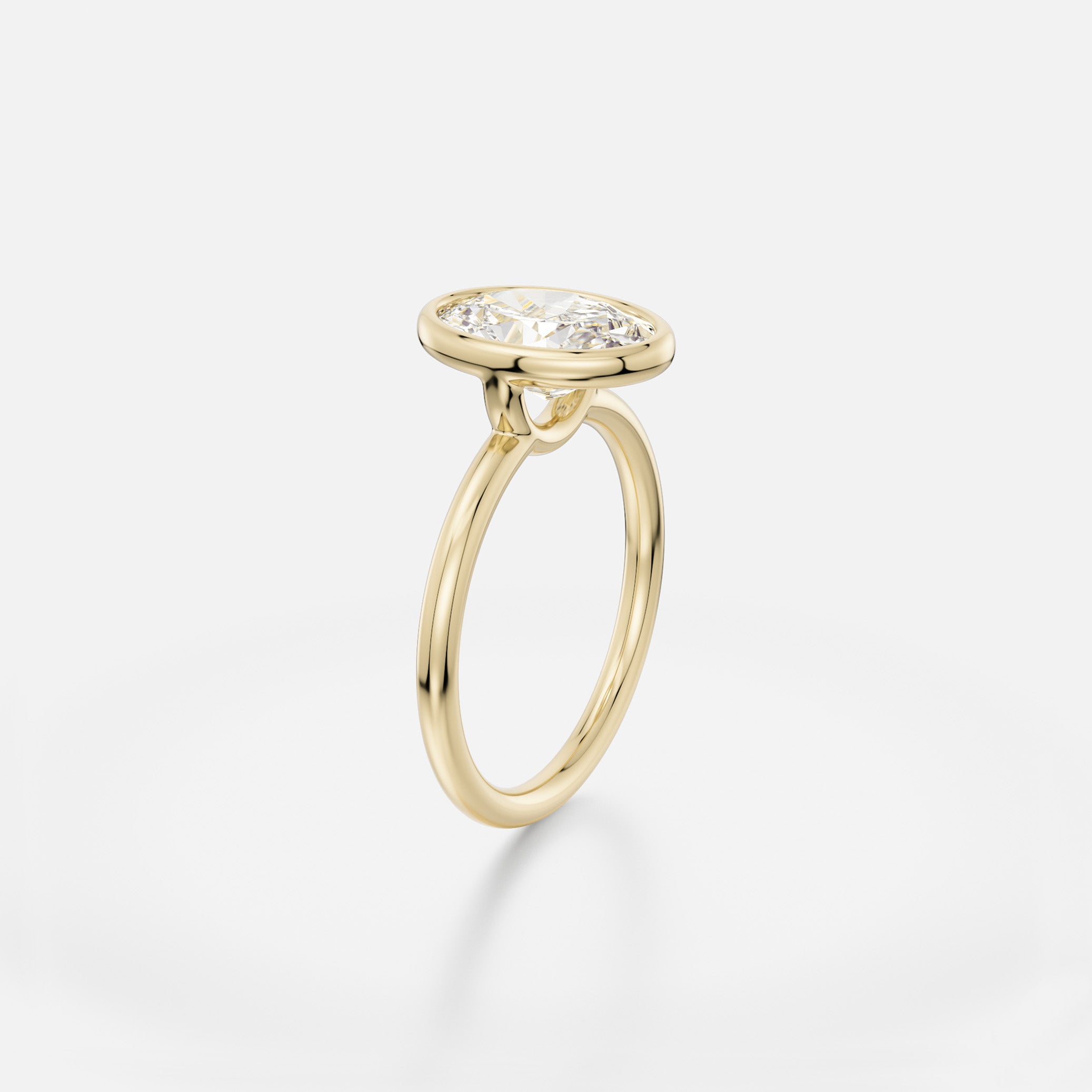 Unusual Round Band Engagement Ring with North South Oval fabricated Mined Diamond in 14k 18k yellow white rose gold platinum by SHW Jewelry