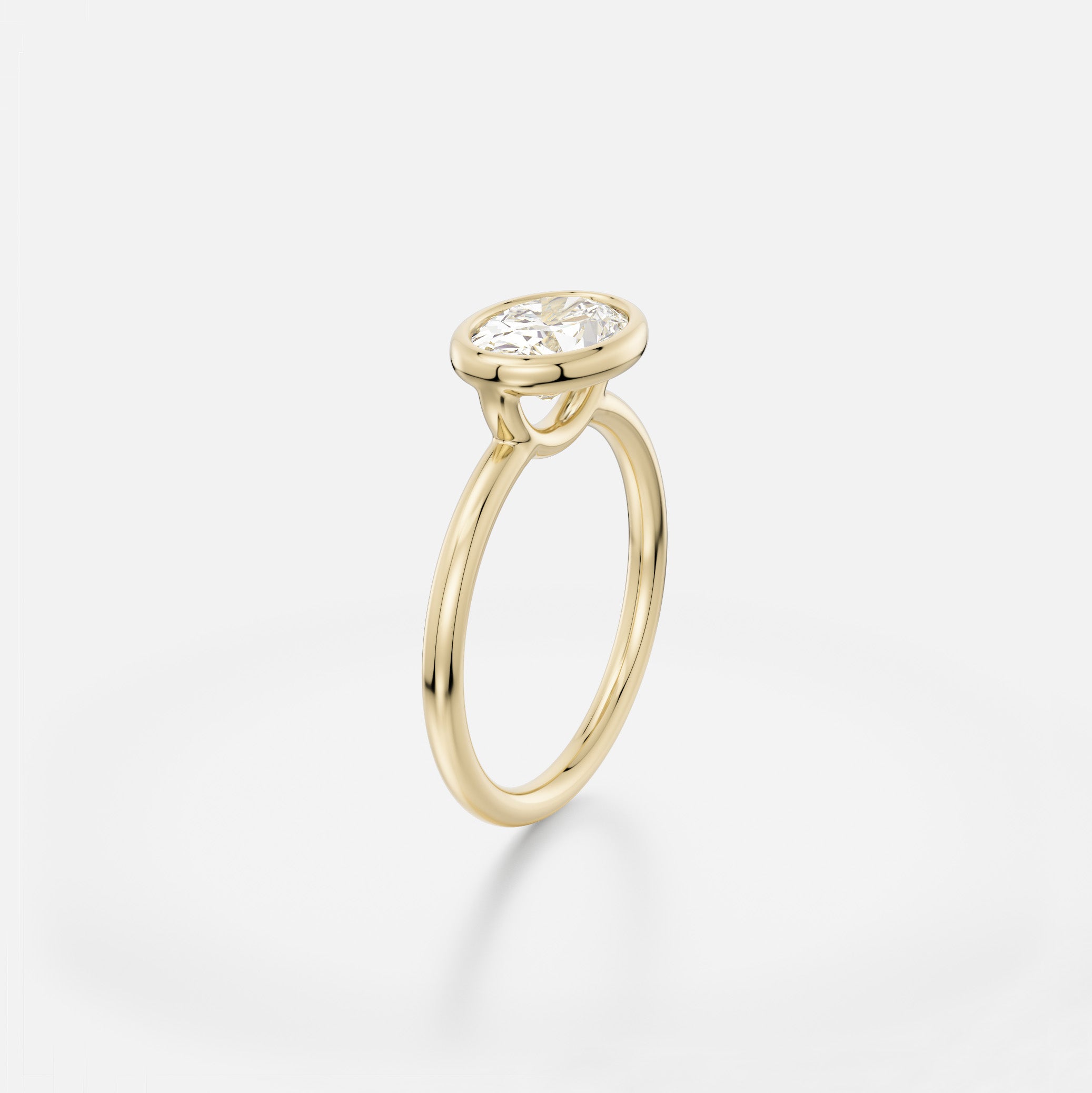 Delicate Engagement Ring with East West Oval Lab-grown or Mined Diamond in 14k 18k yellow white gold or platinum by SHW Fine Jewelry NYC