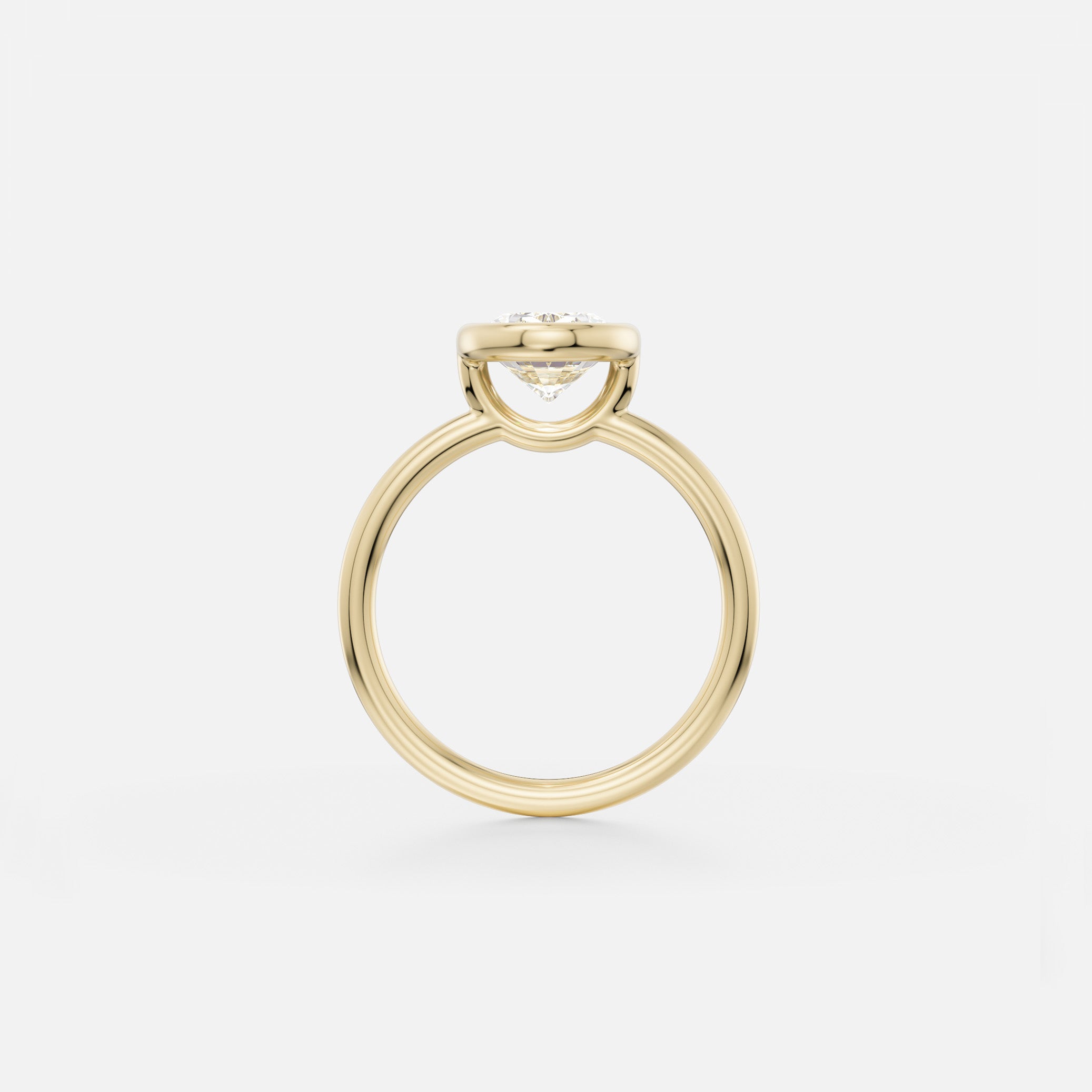 Unconventional Dainty Bezel Engagement Ring with Oval 1ct 2ct 3ct Lab created or Natural Diamond  in 14 karat 18 karat gold by SHW Fine Jewelry