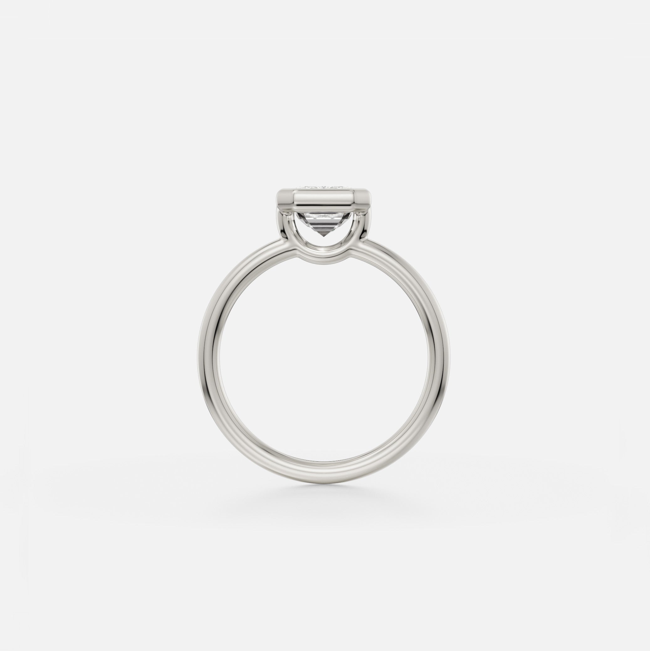 Bezel Cool Engagement Ring with Emerald 1ct 2ct 3ct Lab created or Natural Diamond Sapphire in 14 karat 18 karat gold by SHW Fine Jewelry