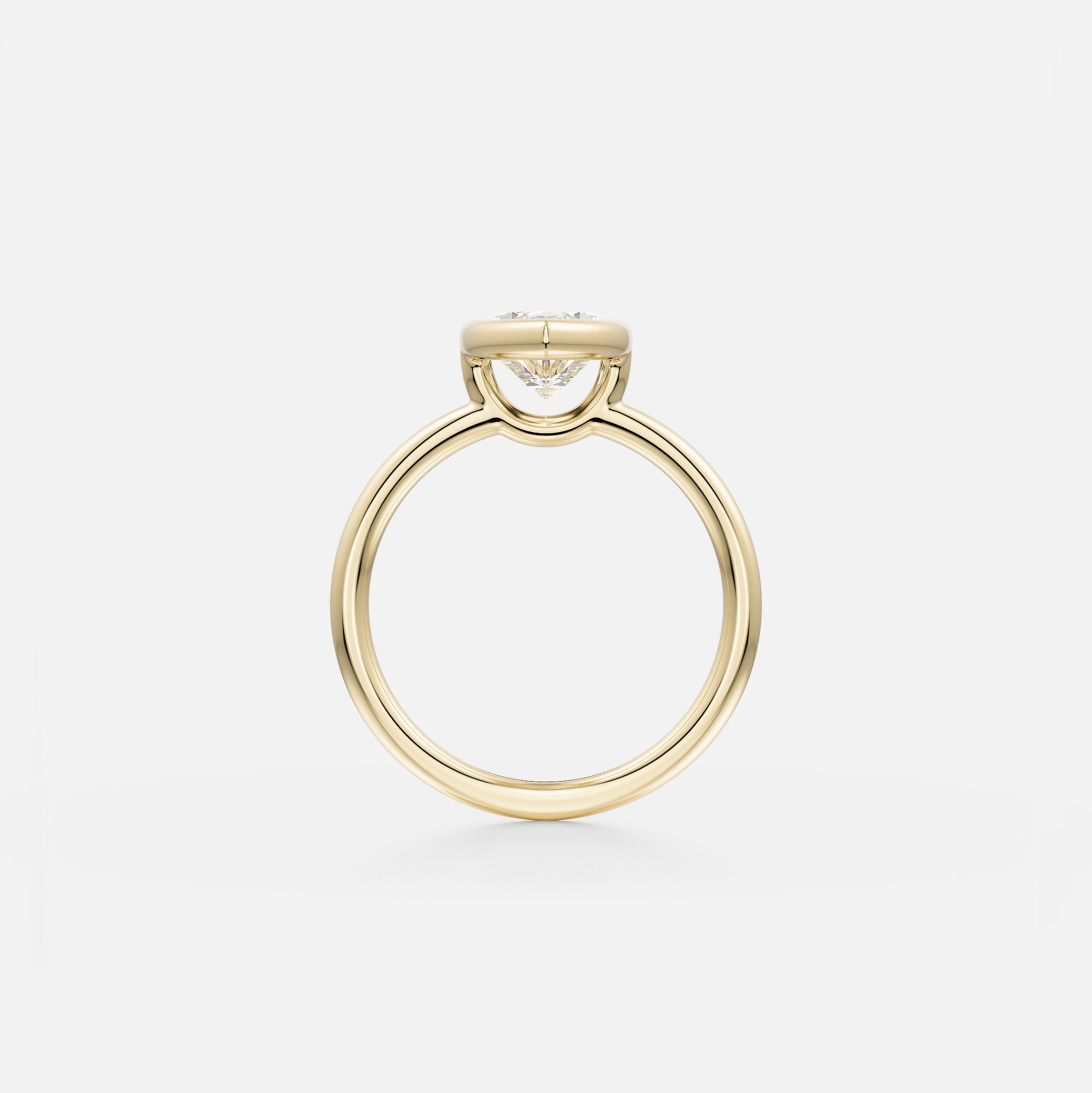 Unconventional Dainty Bezel Engagement Ring with Oval 1ct 2ct 3ct Lab created or Natural Diamond  in 14 karat 18 karat gold by SHW Fine Jewelry