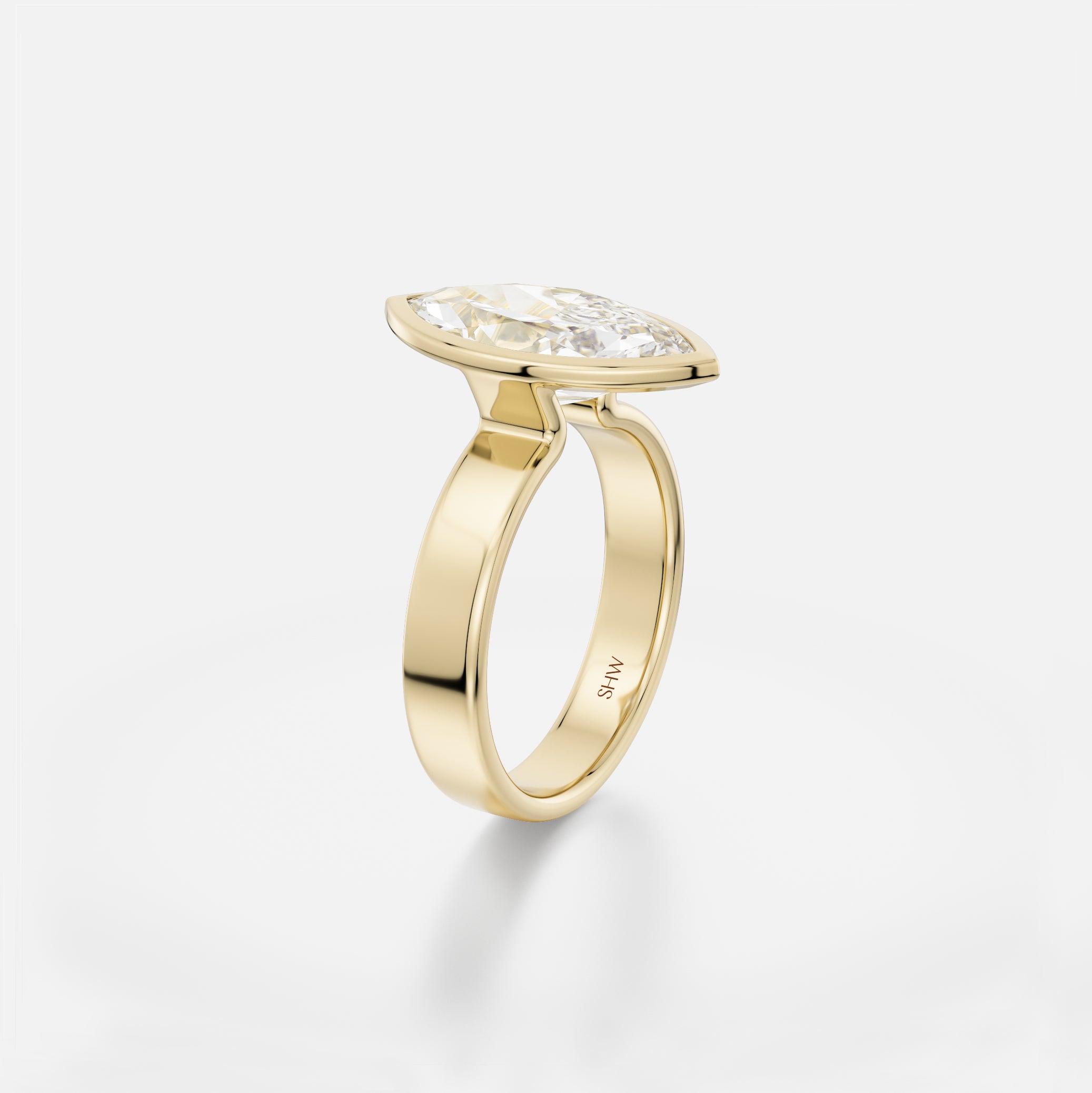 Thick Shank Stylish Engagement Ring with Marquise Lab-grown Mined Diamond in 14k 18k yellow white rose gold platinum by SHW Fine Jewelry NYC