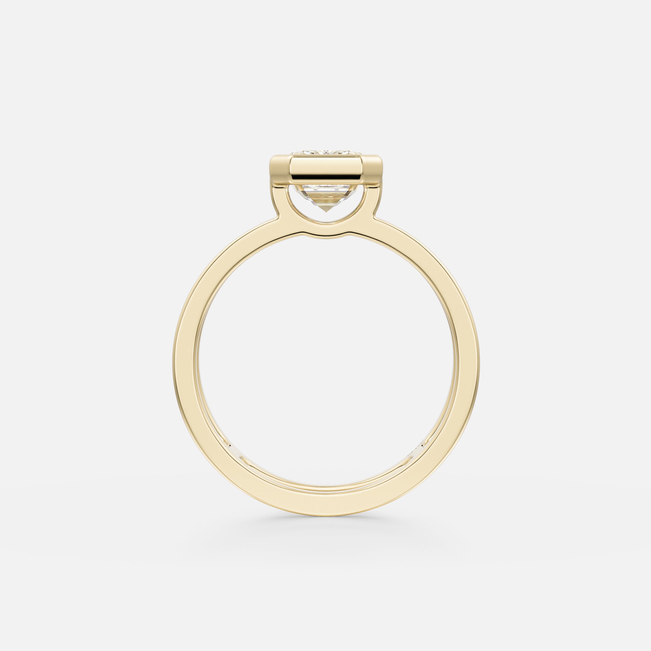 Double Band Unique Engagement Ring with emerald cut lab made conflict free natural diamond in 14k 18k solid gold platinum by SHW Jewelry