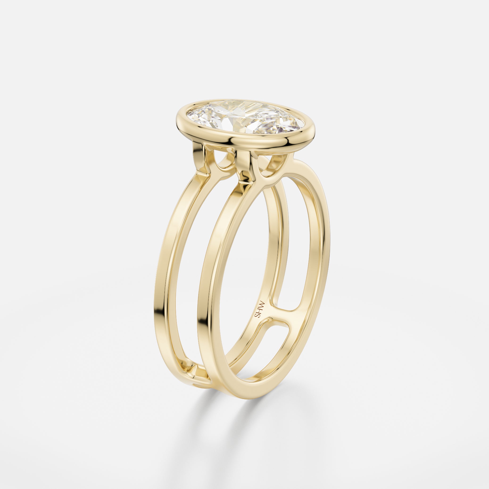 Benu Double Band North South Oval Cool Engagement Wedding Ring Setting handmade by SHW Fine Jewelry New York City