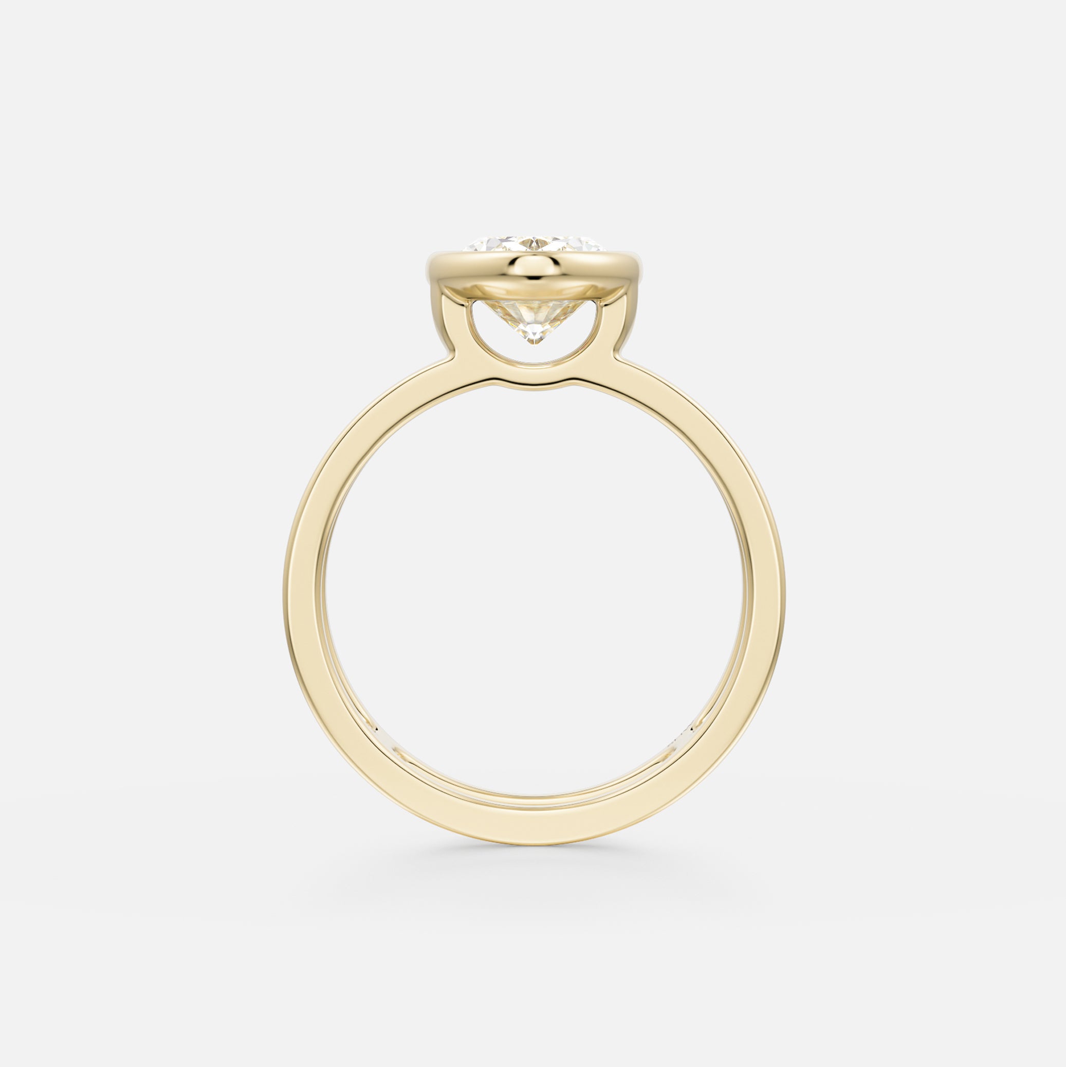 Benu Double Band  North South Oval Modern Engagement Wedding Solitaire Ring Setting in 14 karat recycled Gold or platinum handcrafted by SHW Fine Jewelry NYC