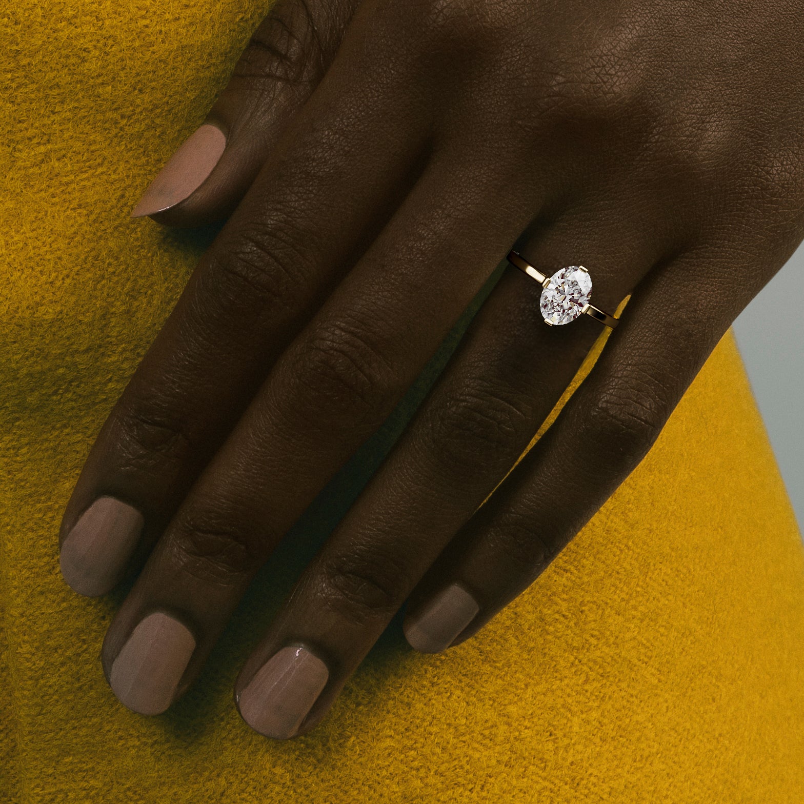 Minimal Solitaire Ring with North South Oval 1 2 3 carat laboratory natural diamond in solid 14karat 18karat gold SHW Jewelry New York City