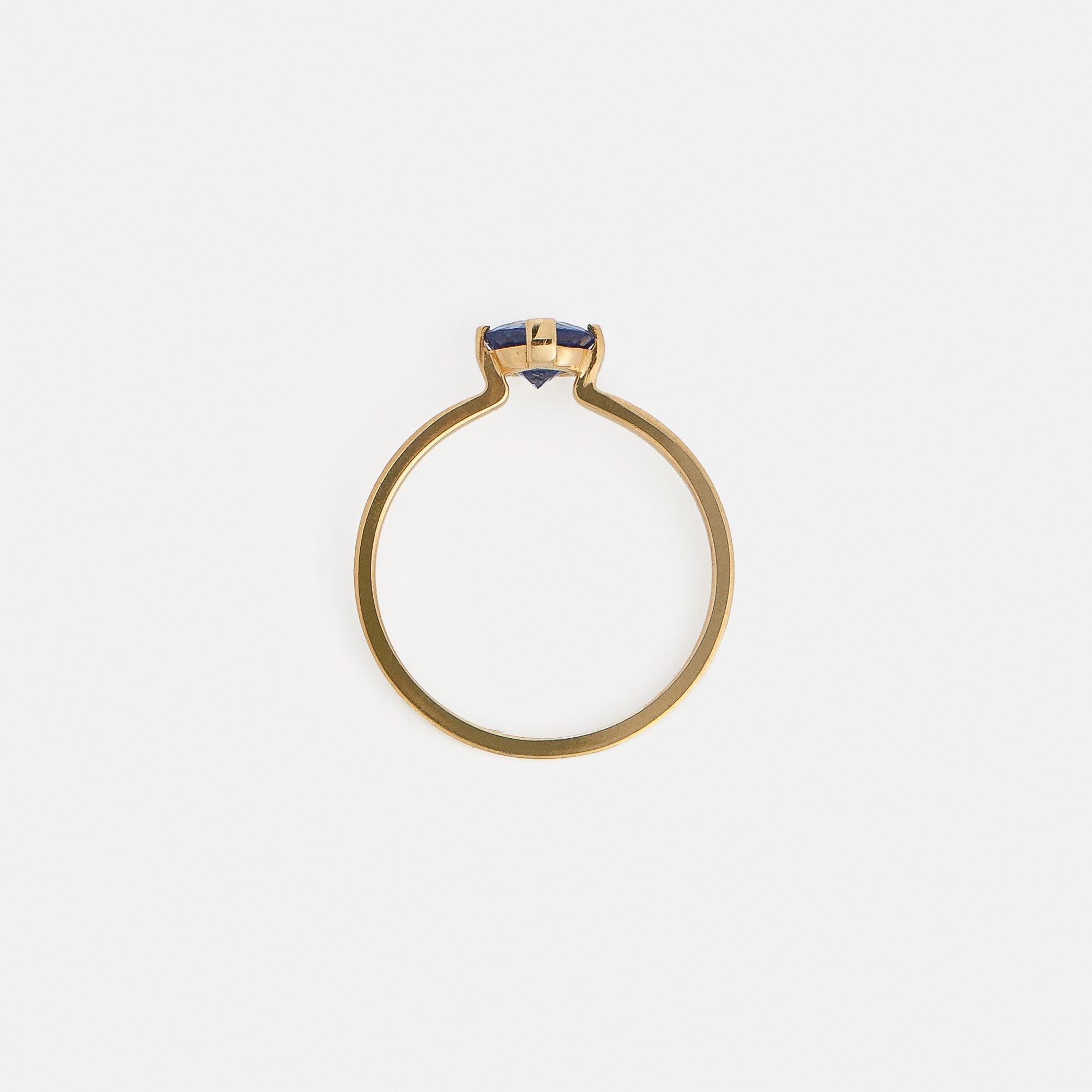 Modern Thinner Stackable Band Engagement Ring with 0.75 carat blue sapphire in 14k yellow gold by SHW best fine jewelry store in NYC