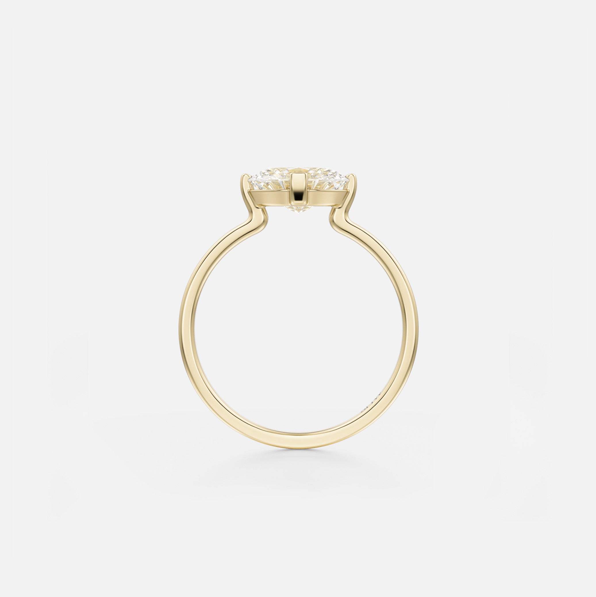 Non-traditional Prongs Engagement Ring Design with Oval lab made natural origin diamond 14k 18k solid gold platinum SHW Jewelry NYC nearby