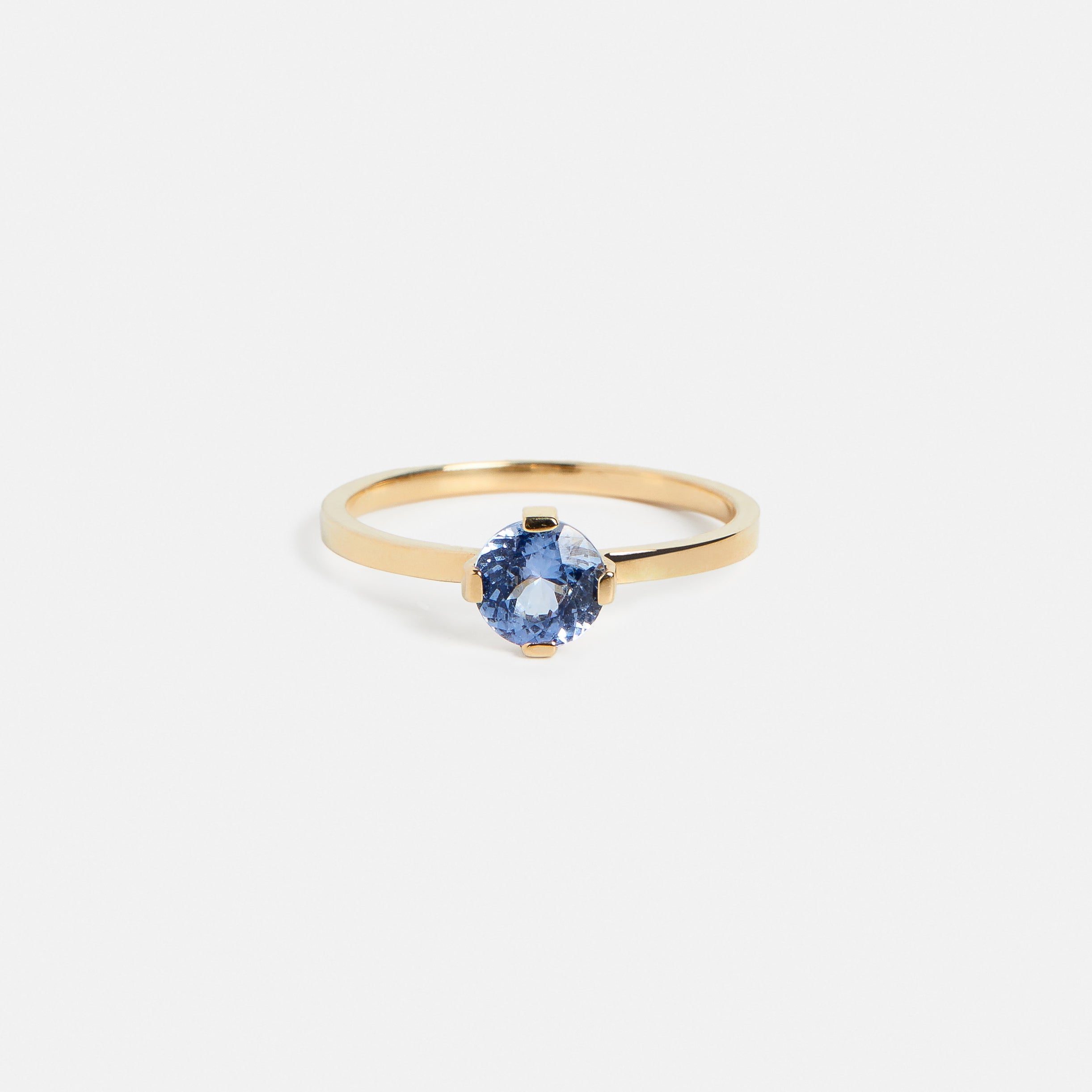 Unique Prong Set Engagement Ring under 1 carat sky blue sapphire in 14k yellow gold by SHW best fine jewelry stores in downtown NYC nearby