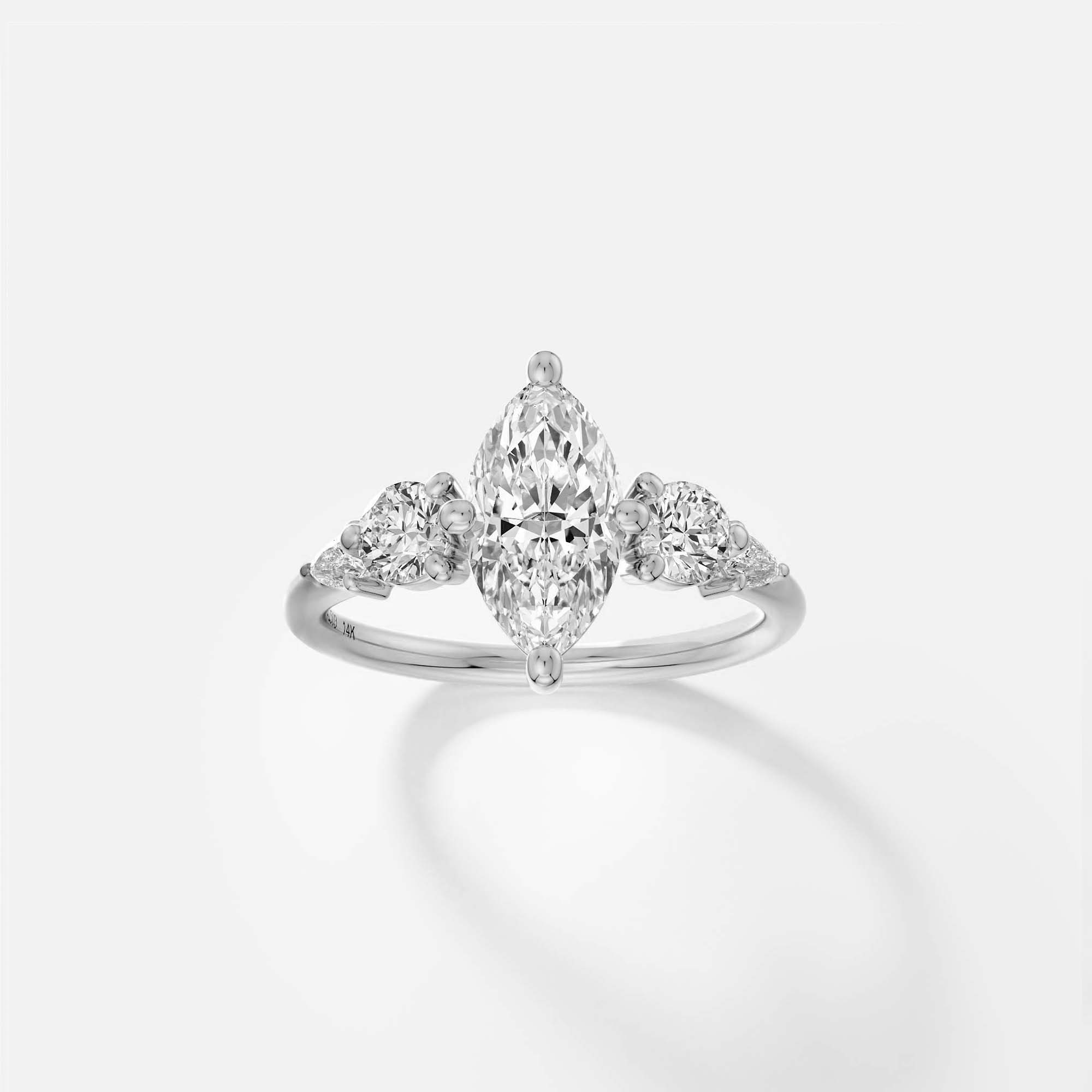 Refined Classic Cluster Diamond Ring with Marquise Rounds D VVS1 G VS1 E VVS2 lab-grown Canada diamond 14k 18k SHW best jewelry stores NYC