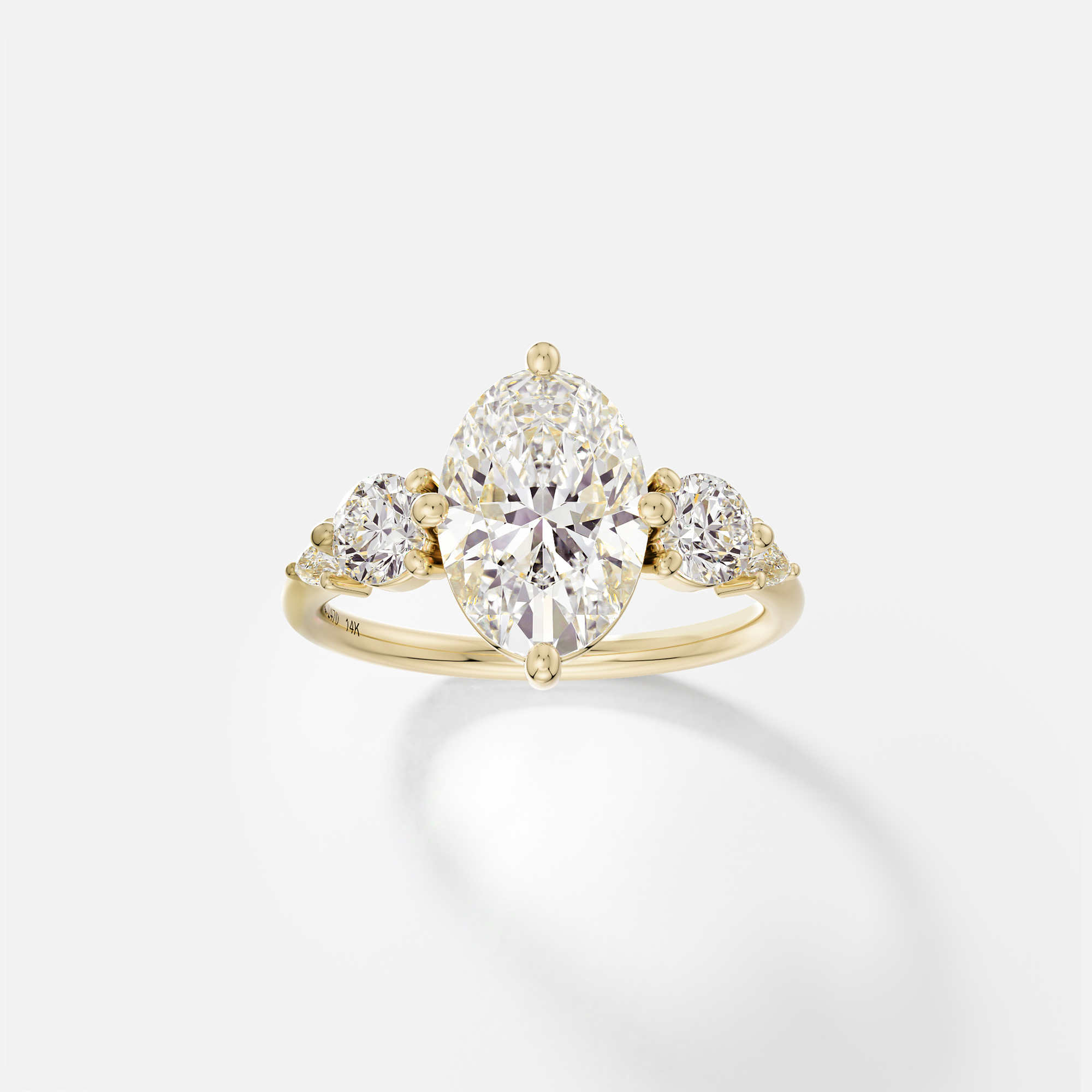 Five stone Modern Engagement Ring Setting with Oval Round Pear lab-grown natural Diamonds 14k 18k gold or platinum SHW Fine Jewelry NYC