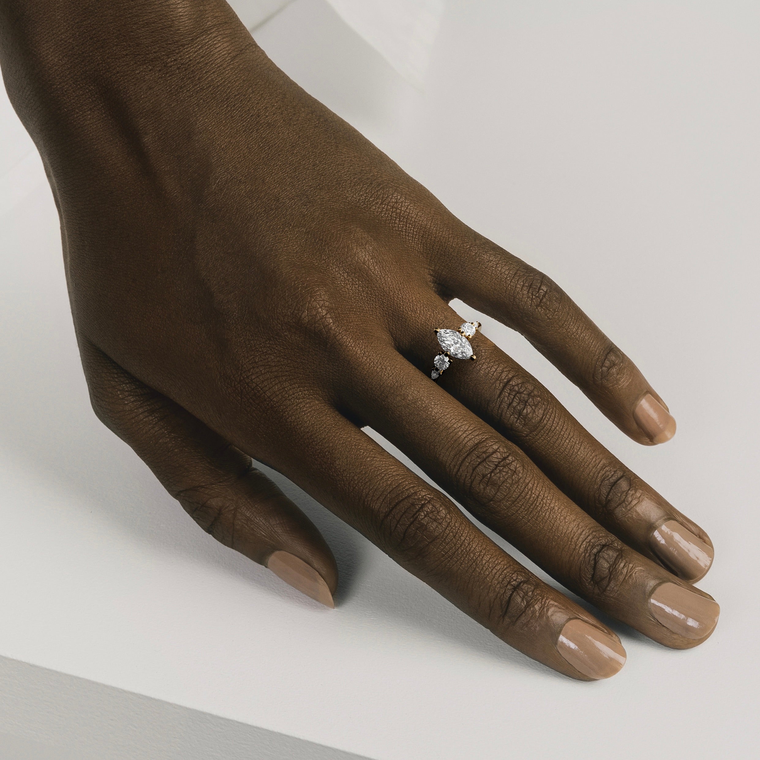 Custom 5-Gemstone Engagement Rings with 1.0ct 2.0ct 3.0ct lab-grown natural mined diamond in 14k 18k SHW fine jewelry stores nearby