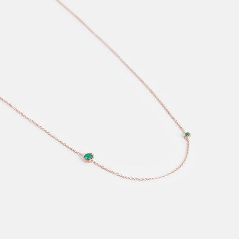 Iba Designer Necklace in 14k Rose Gold set with Emeralds By SHW Fine Jewelry NYC