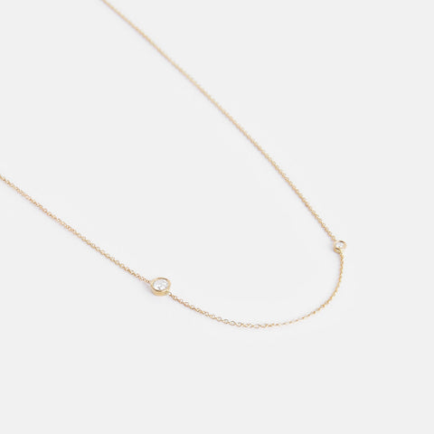 Iba Simple Necklace in 14k Gold set with White Diamonds By SHW Fine Jewelry NYC
