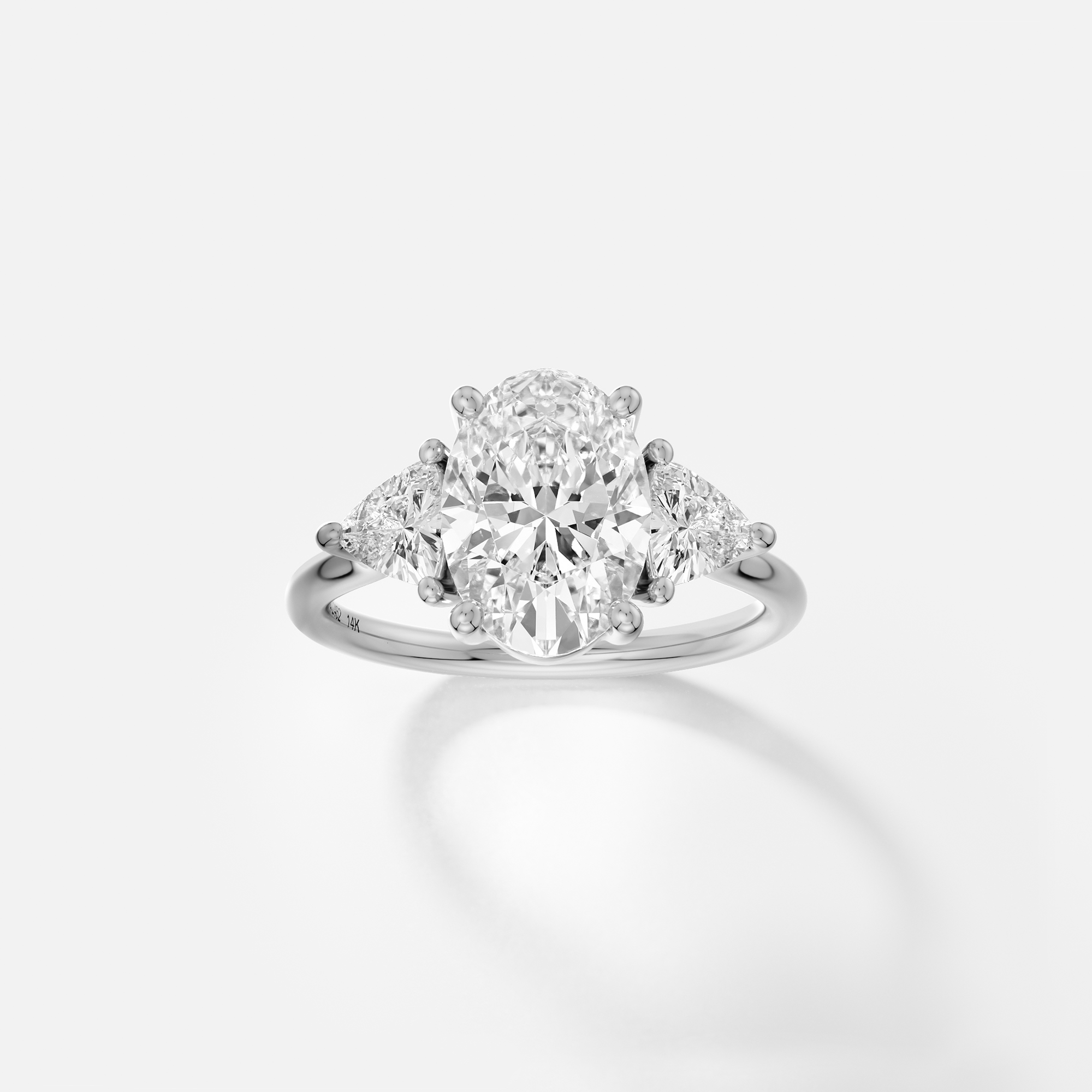 Modern oval cut cluster engagement ring with trillion side stones champagne diamond ruby sapphire 14k 18k gold platinum SHW NYC
