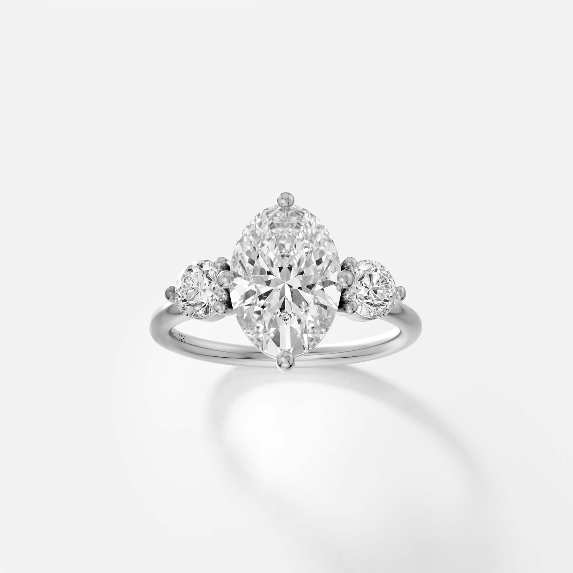 Dainty Stacking Unique Three-stone Engagement Ring North South Oval D VVS1 E VVS2 lab natural diamond 14k 18k SHW best NYC jewelry stores