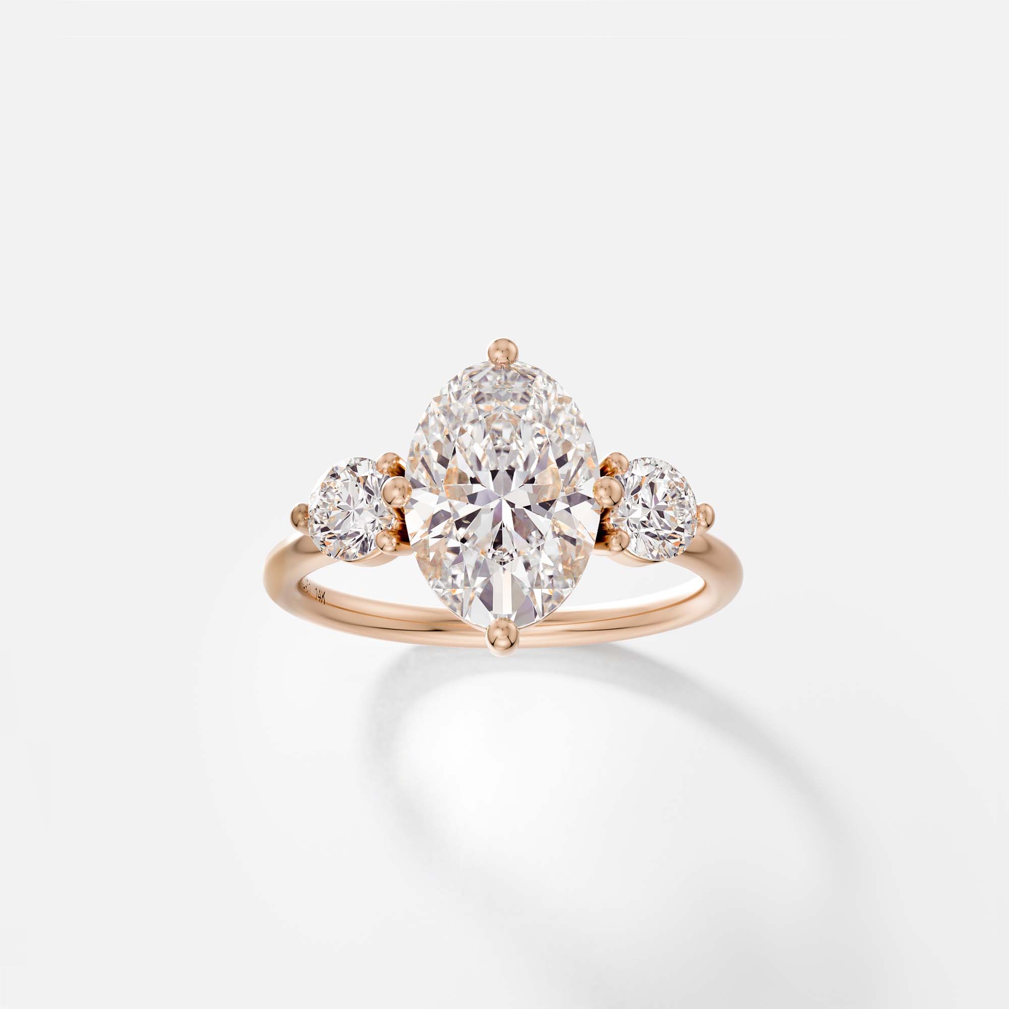 Unique Stackable Three stone Engagement Ring North South Oval lab canada diamonds in 14 karat 18 karat gold SHW best fine jewelry stores