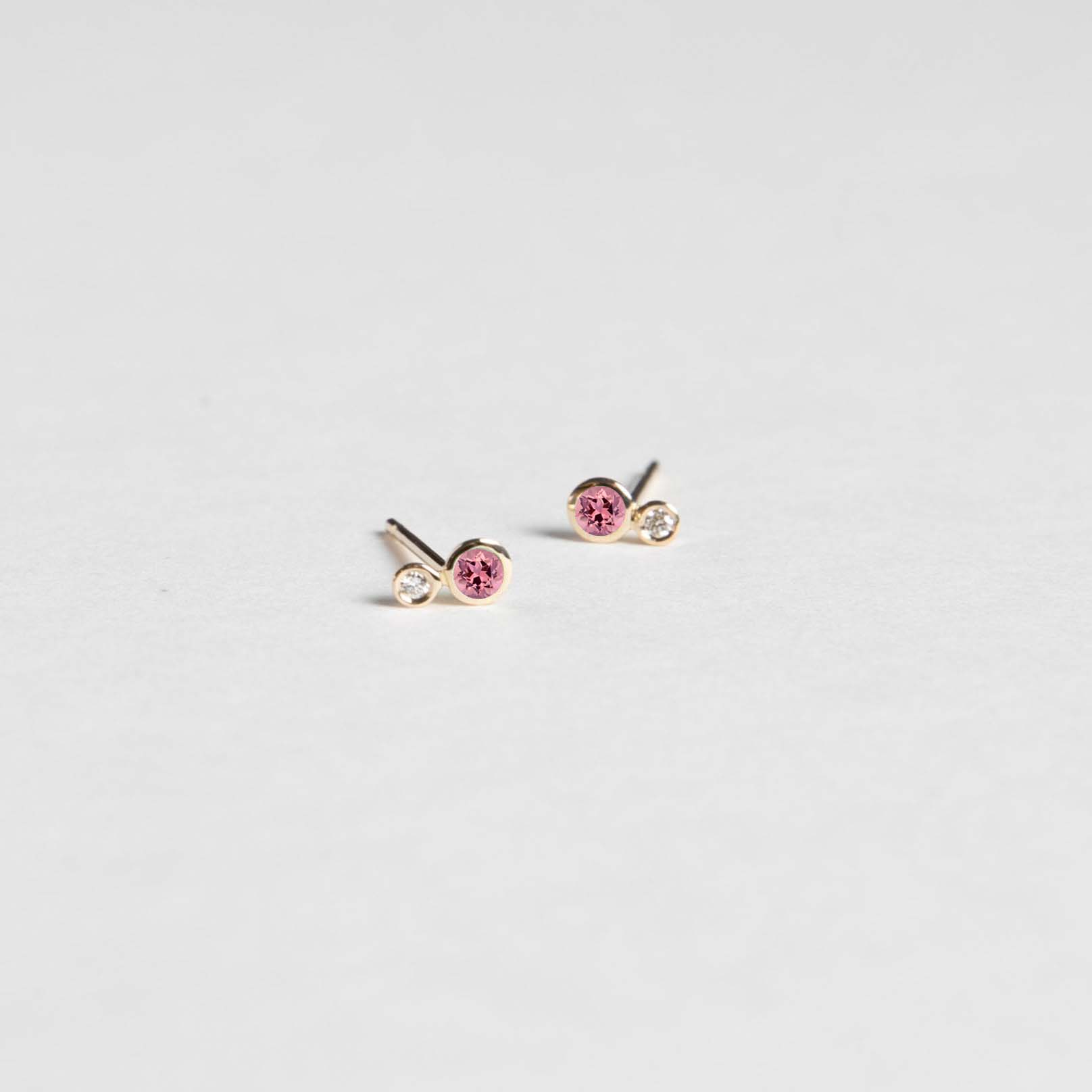 Kiki Stud Earrings with Pink Tourmaline