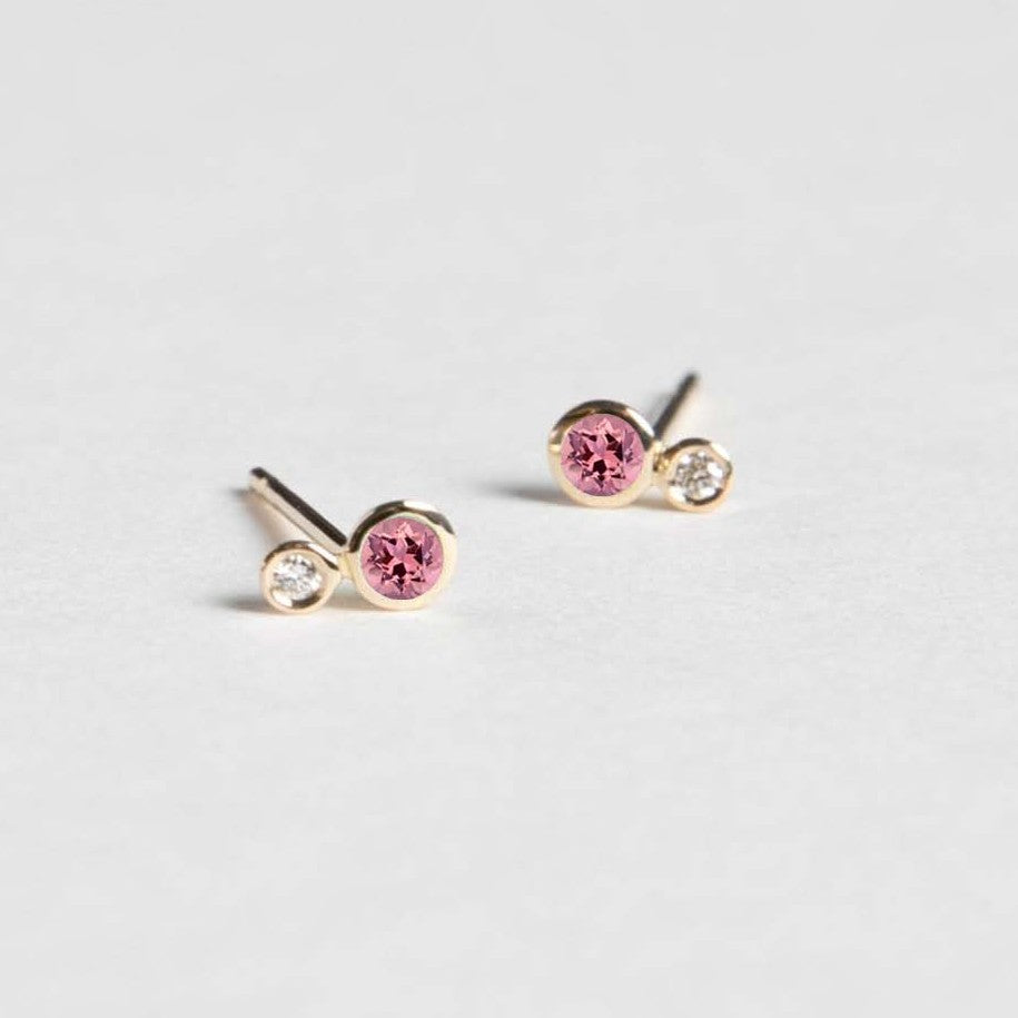 Kiki Stud Earrings with Pink Tourmaline