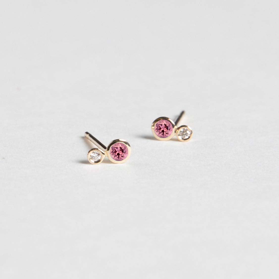 Kiki Stud Earrings with Pink Tourmaline