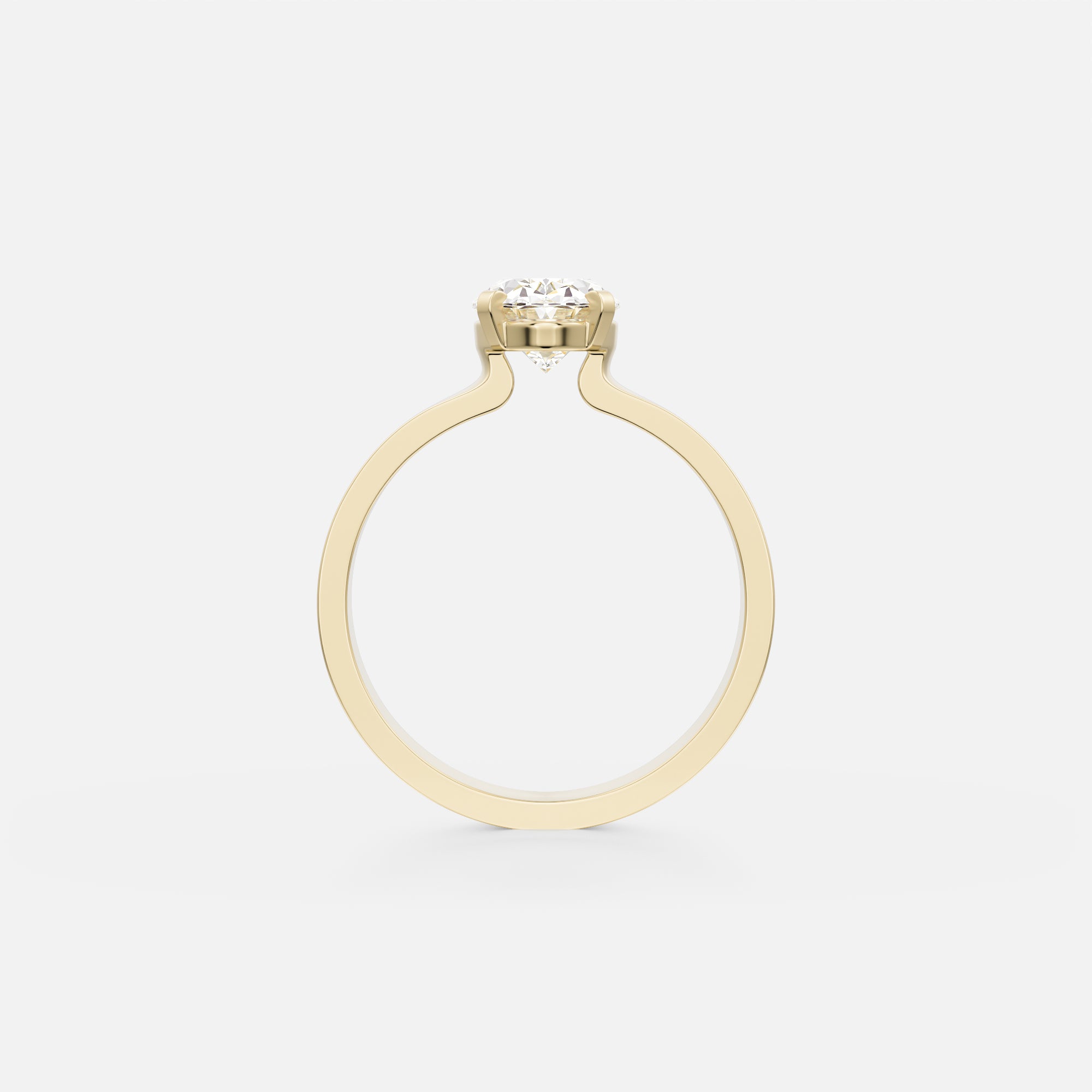 Unusual Prong Set Engagement Ring with North South Oval lab grown natural diamond in 14 karat 18 karat gold by SHW nearby NYC Downtown
