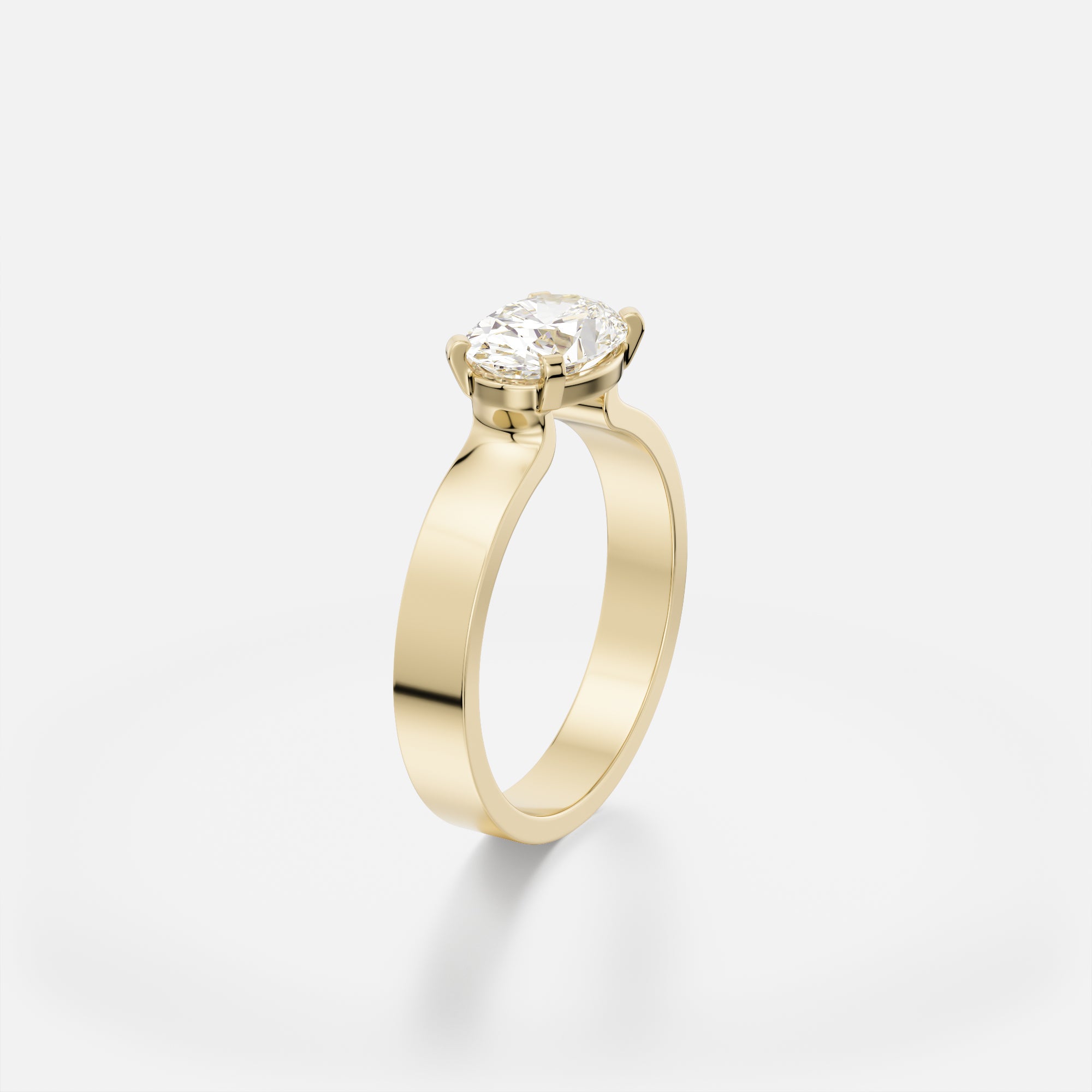 Minimal Unique Engagement Ring with Oval Lab-grown Mined Diamond in 14k 18k yellow white rose gold platinum by SHW Fine Jewelry connecticut