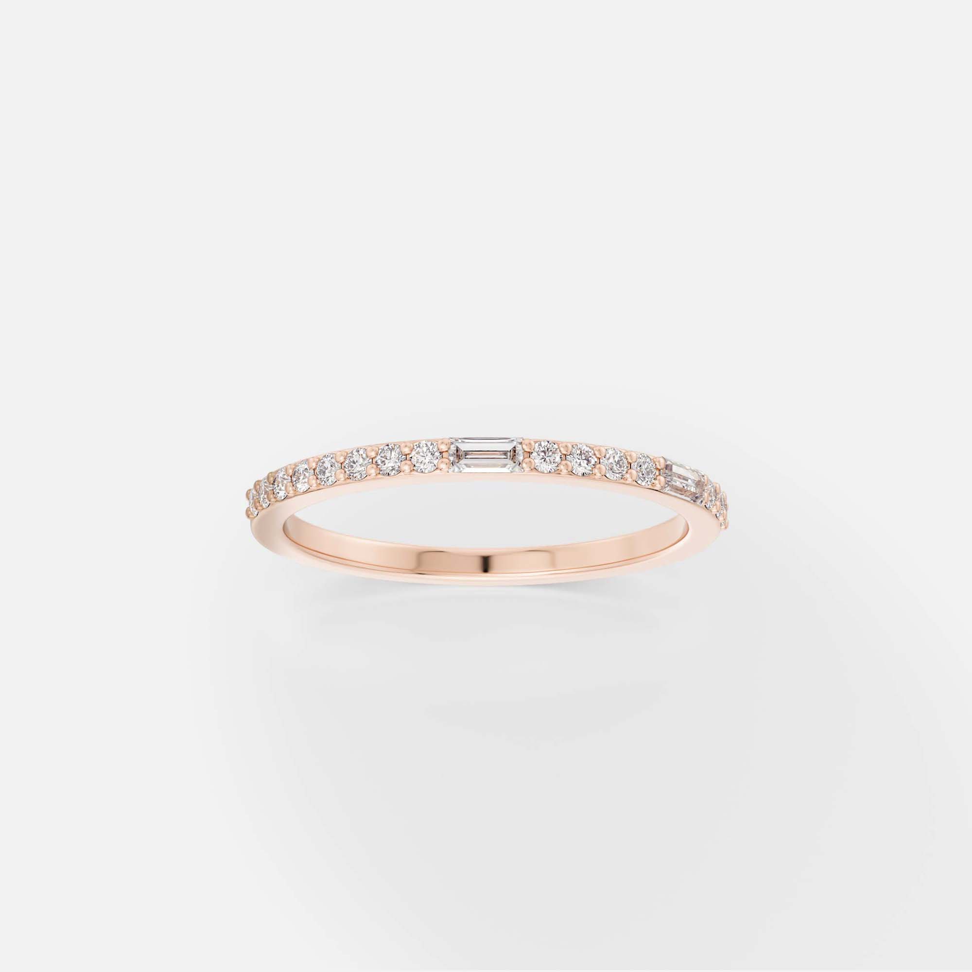 Elegant half eternity band with baguette and round diamonds, stackable 14k 18k SHW coolest fine jewelry store