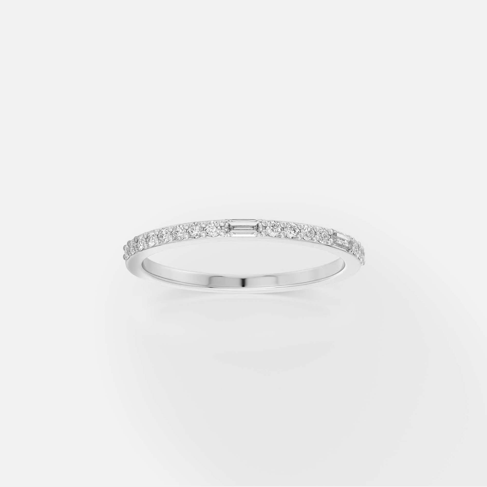 Refined flat edge half eternity ring with round and baguette diamonds, 14k 18k gold SHW best jewelry stores NYC