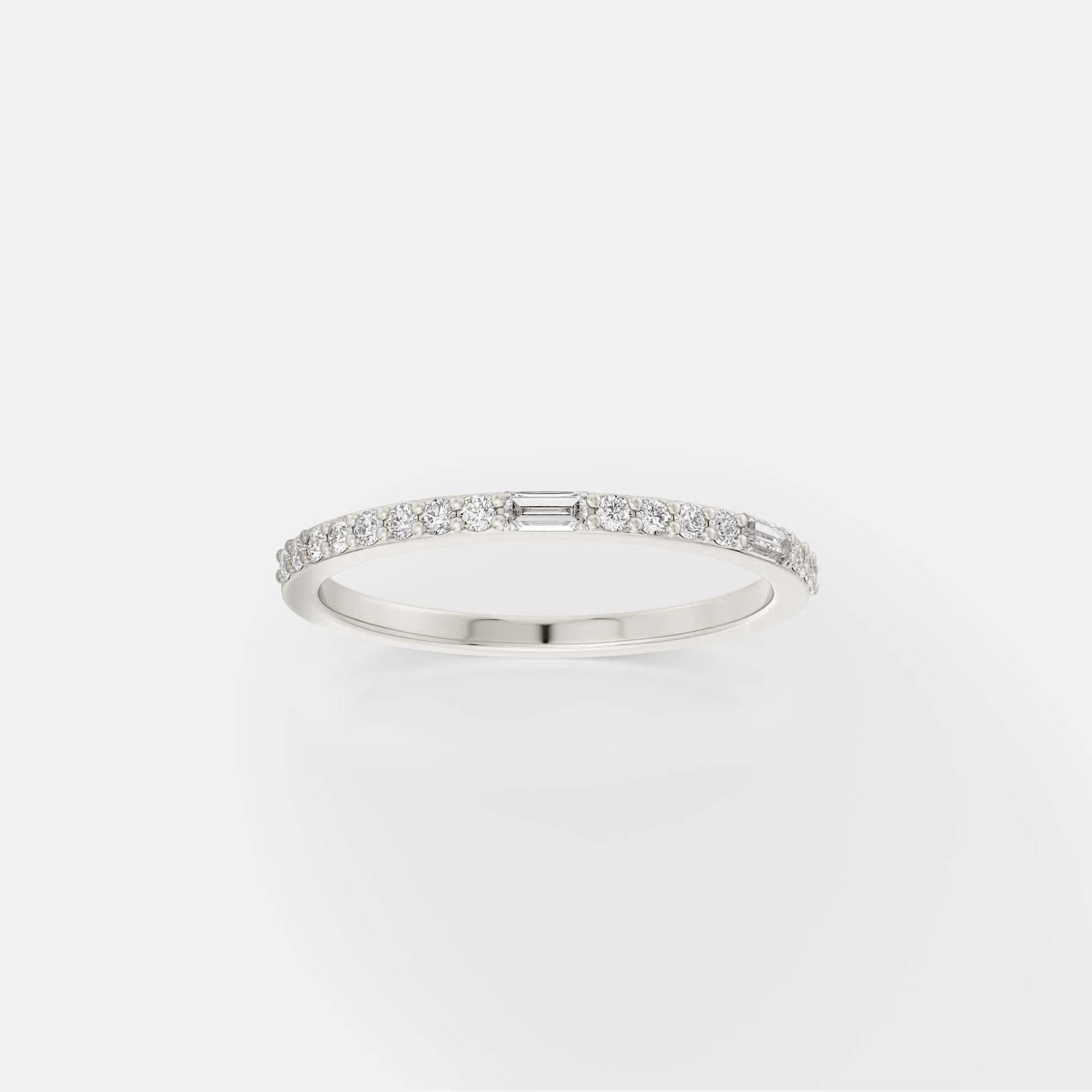 Delicate flat profile ring with mixed cut diamonds, half eternity 14k 18k yellow white rose gold SHW Jewelry Stores nearby NYC NJ