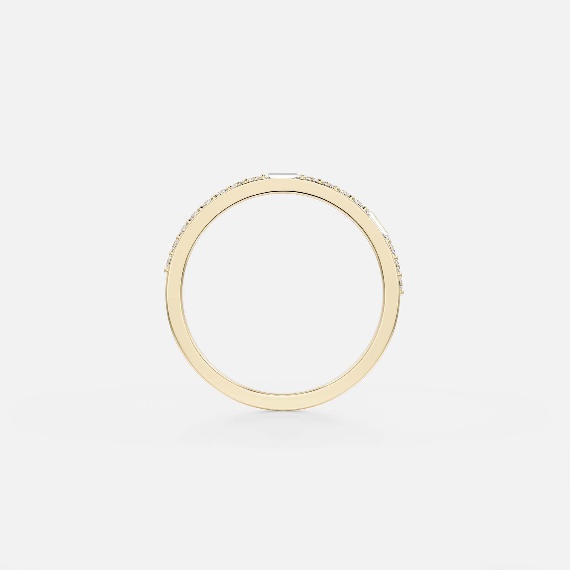 Thin wedding band with round baguette diamond accents, half eternity 14k 18k gold SHW Best Jewelry Stores Manhattan NYC
