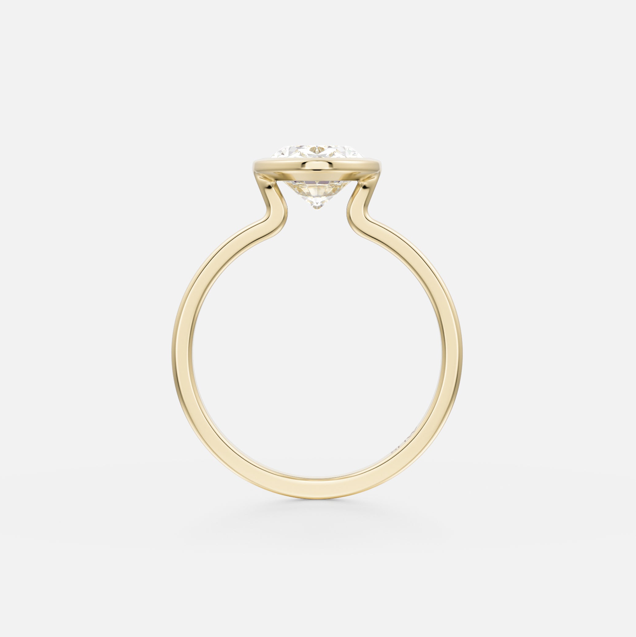 Dainty Bezel Engagement Ring with Oval 1ct 2ct 3ct Fabricated Natural Diamond in 14 karat 18 karat gold SHW Famous Fine Jewelry Store NYC
