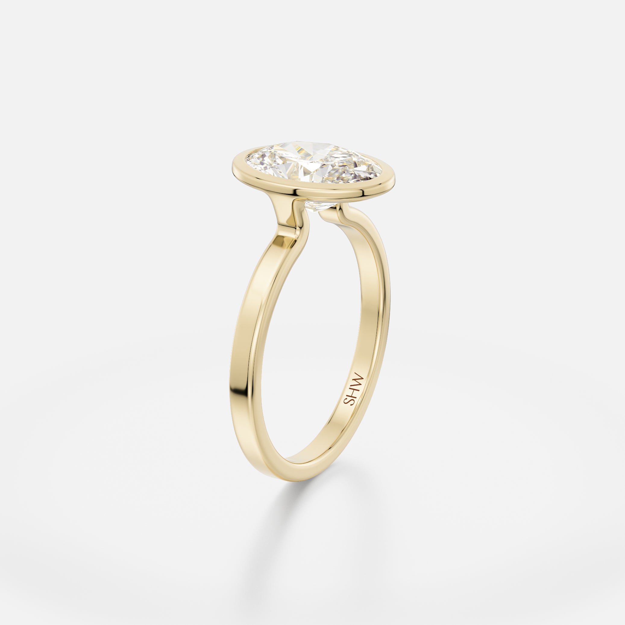Thinner Band Engagement Rings with North South Oval Lab-grown Mined Diamond in 14k 18k yellow white rose gold platinum by SHW Fine Jewelry