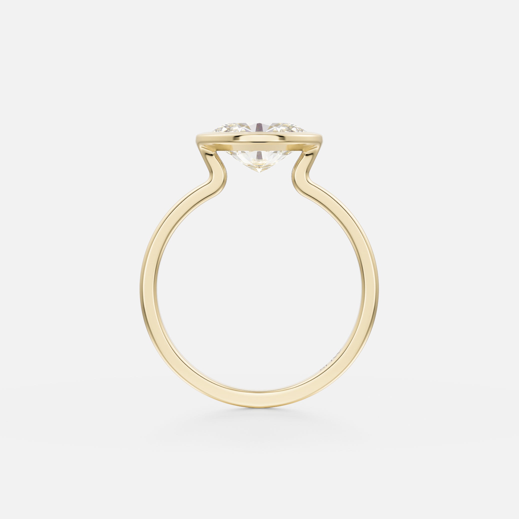 Delicate Bezel Engagement Ring Design with Oval 1ct 2ct 3ct Cultured Natural Diamond in 14 karat 18 karat gold by SHW Famous Jewelry Store