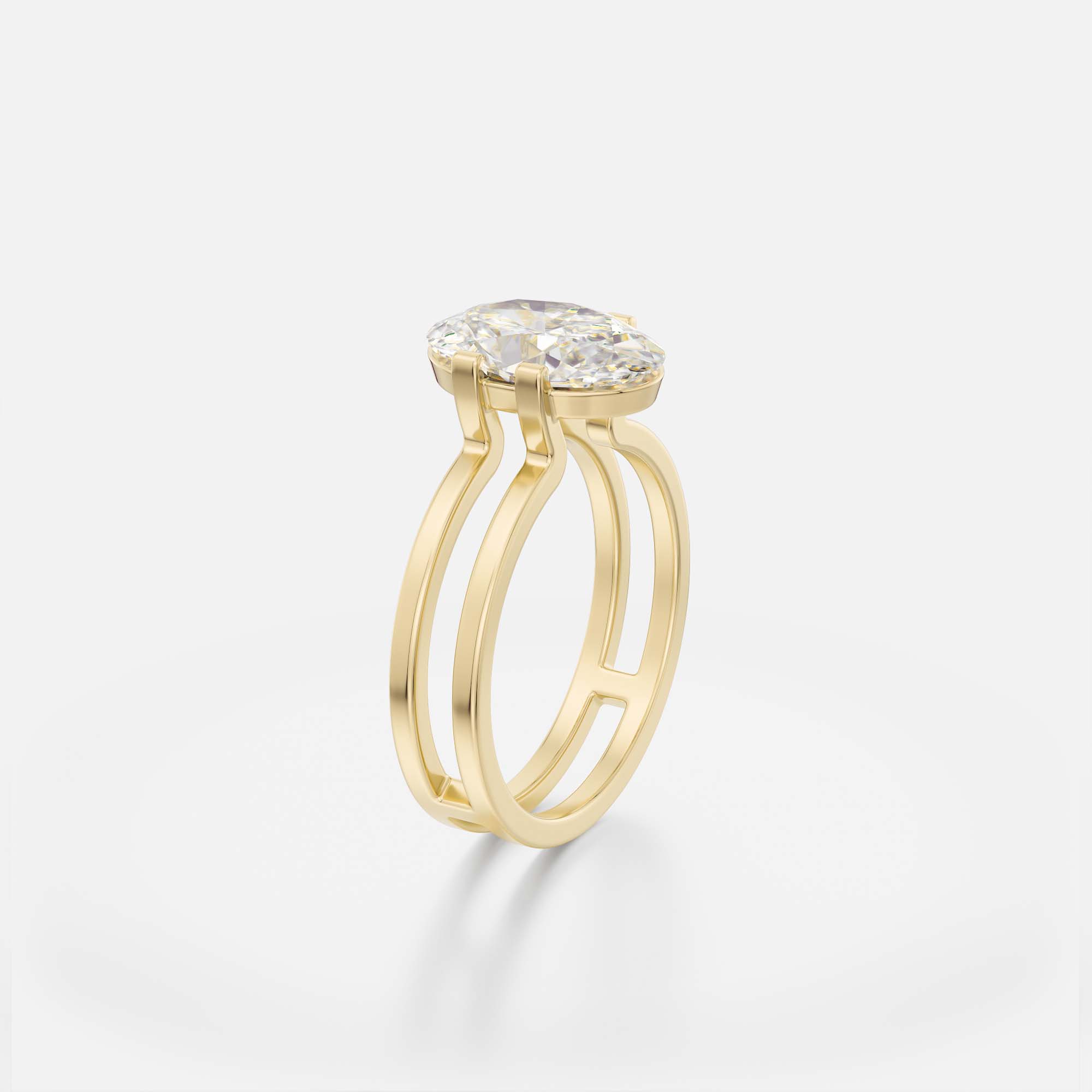 Double-band Engagement Ring design with Oval lab grown mined diamond in 14k 18k gold platinum by SHW best fine jewelry stores NYC