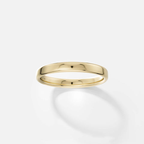 Modern 3mm wide mens wedding band with softened edges and flat profile in 14k, 18k gold or platinum by SHW designer jewelry store in NYC