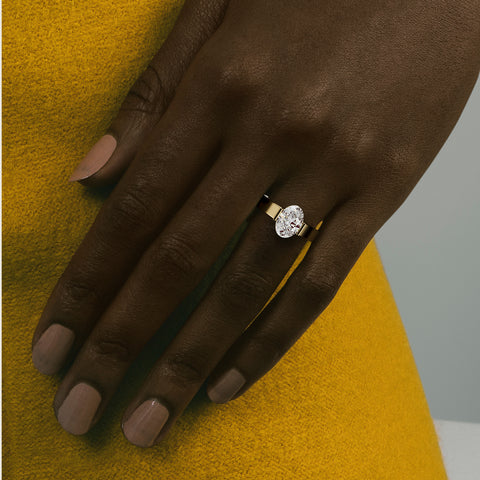 Customizable Tension Setting Engagement Ring with Oval 1.0ct 2.0ct 3.0ct lab natural diamond 14k 18k gold SHW best jewelry stores NYC NJ