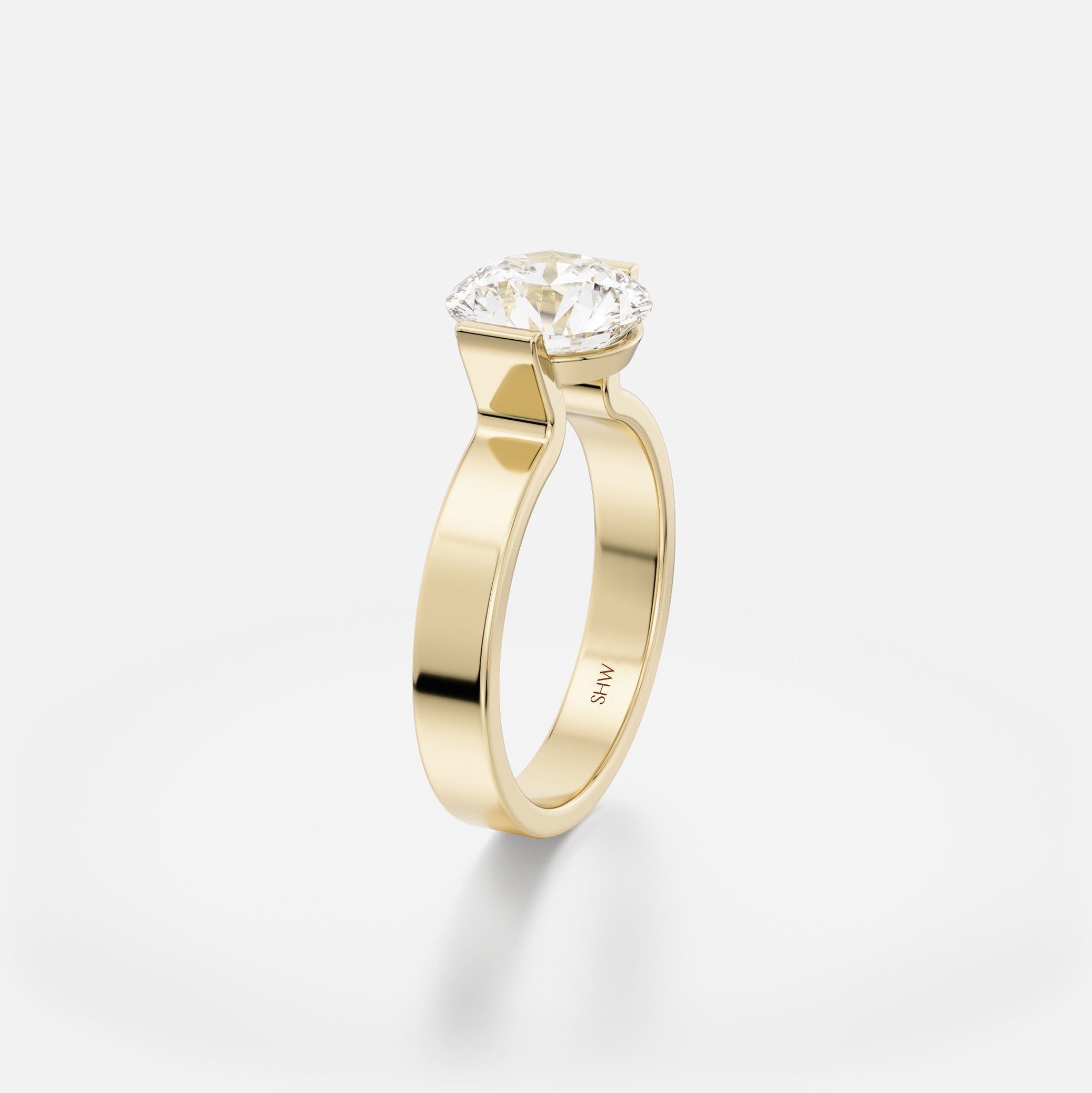 Cool Tension Bezel Set engagemment ring style with Round Lab-grown Mined Diamond in 14k 18k yellow white rose gold platinum SHW jewelry NYC