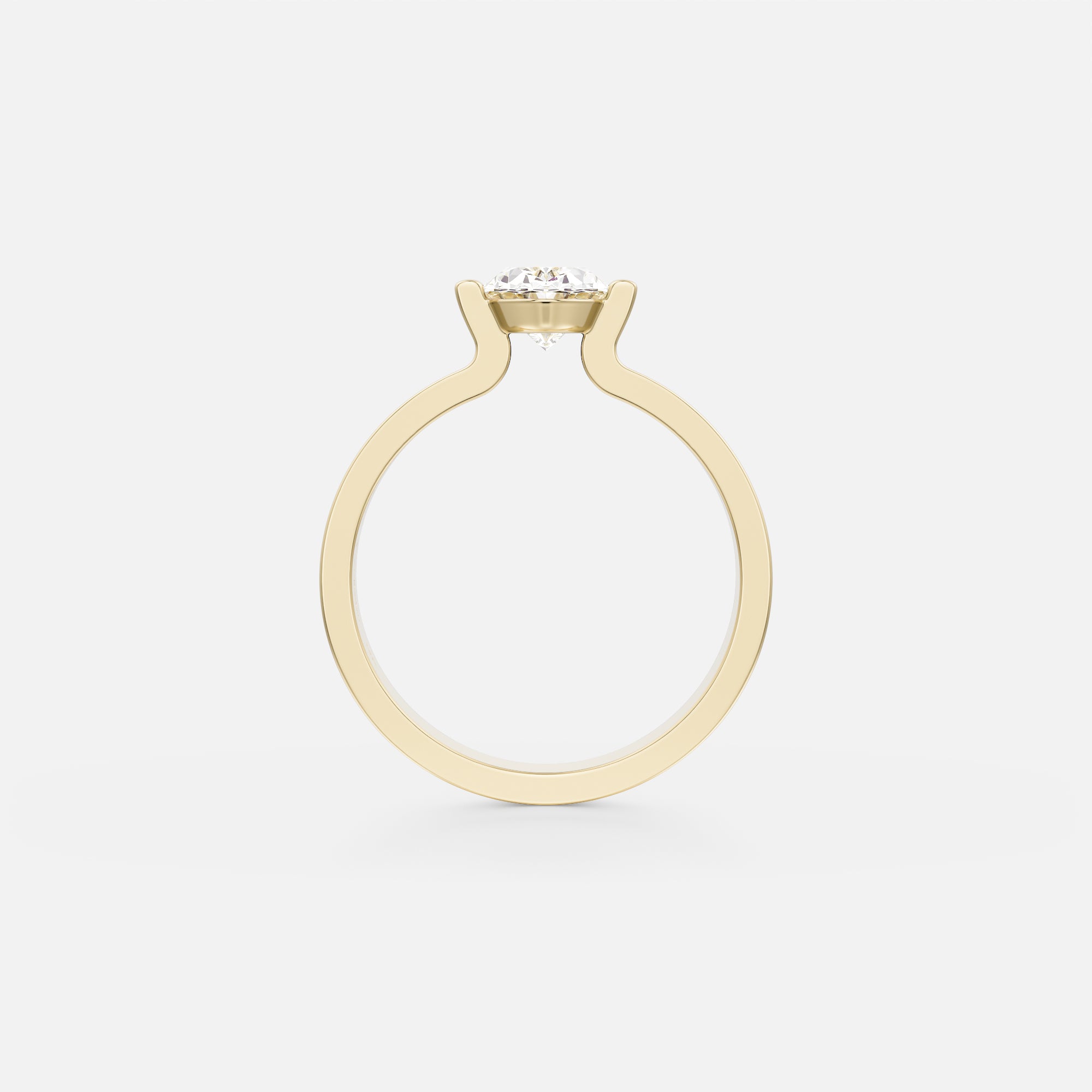 Unusual Exposed Bezel Engagement ring setting with North South Oval in 14 karat 18 karat gold SHW best New York City jewelry stores NYC NJ