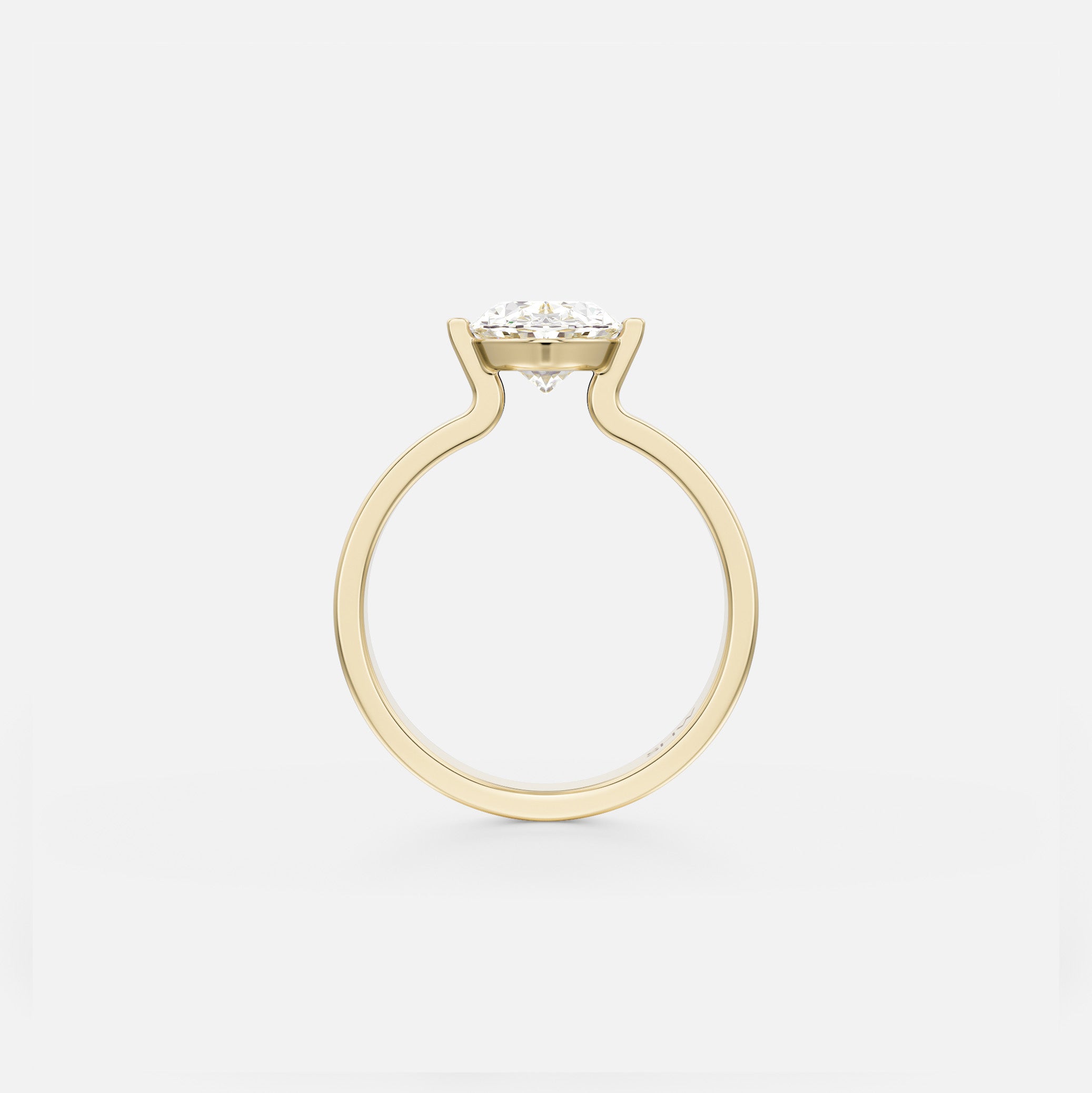 Unusual Exposed Bezel Engagement ring setting with North South Oval in 14 karat 18 karat gold SHW best New York City jewelry stores NYC NJ