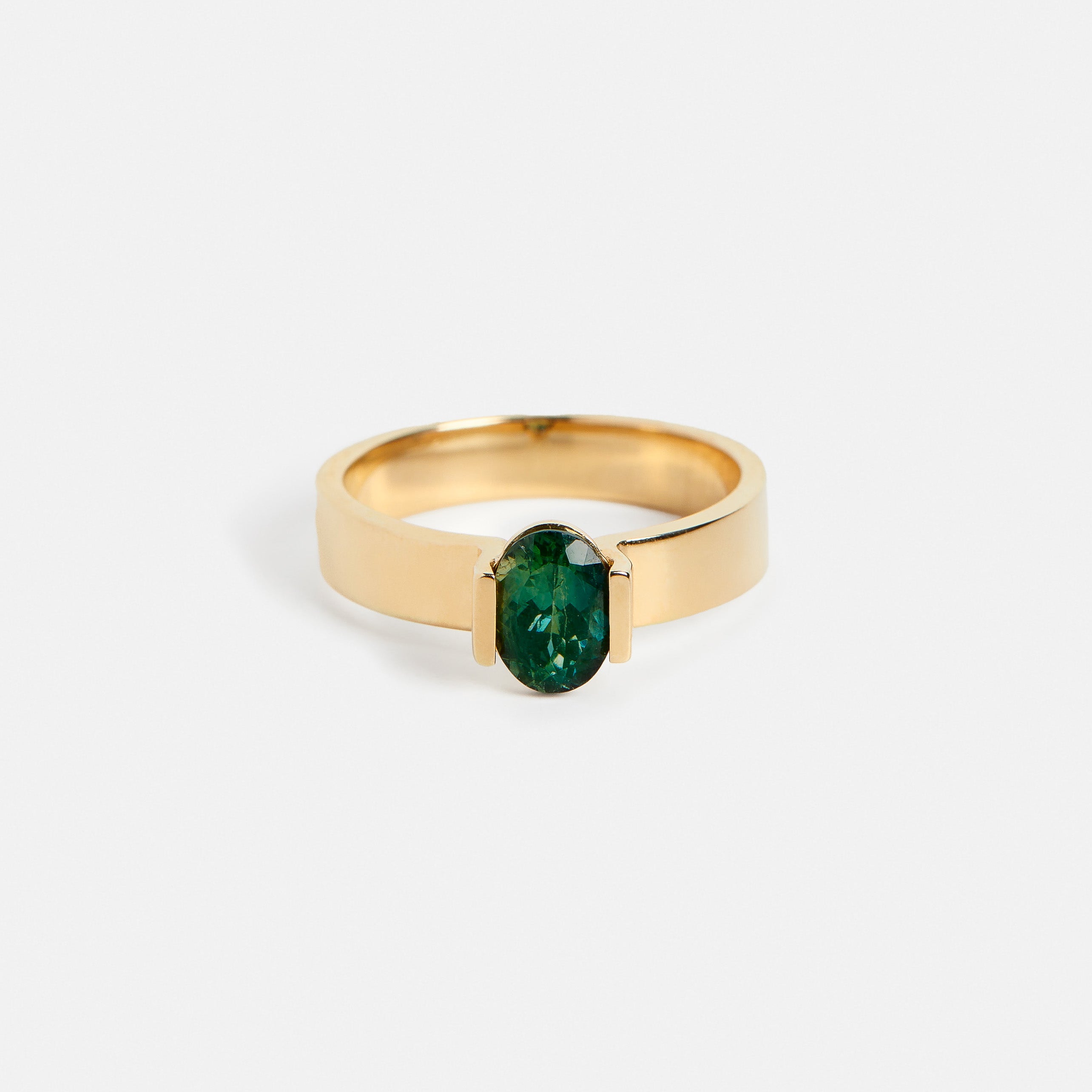 Silva Alternative Ring in 14k Gold set with a 1ct oval cut sapphire By SHW Fine Jewelry NYC