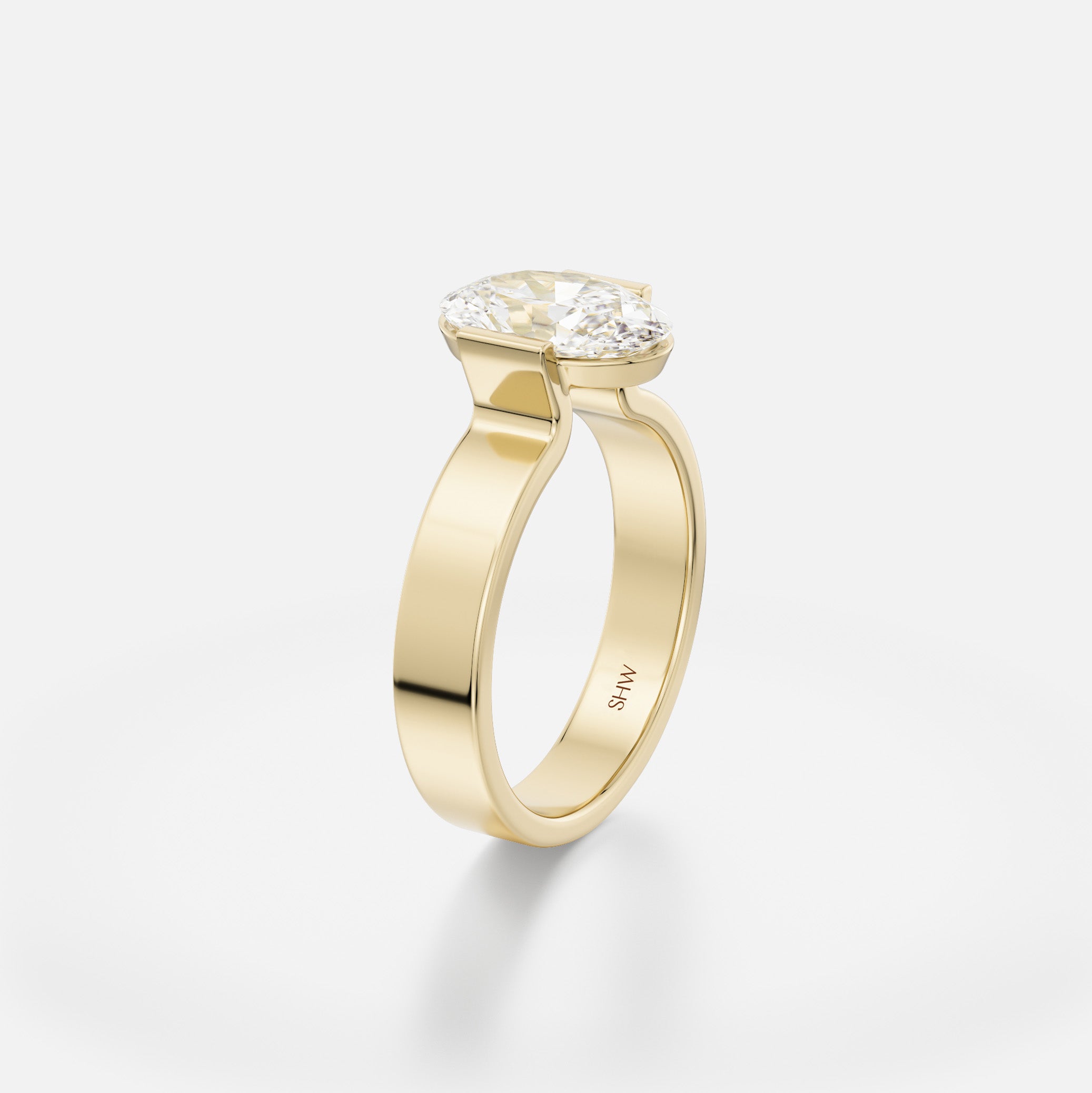 Architectural Tension Bezel Set engagemment ring style with Oval Lab-grown Mined Diamond in 14k 18k yellow white rose gold platinum SHW jewelry