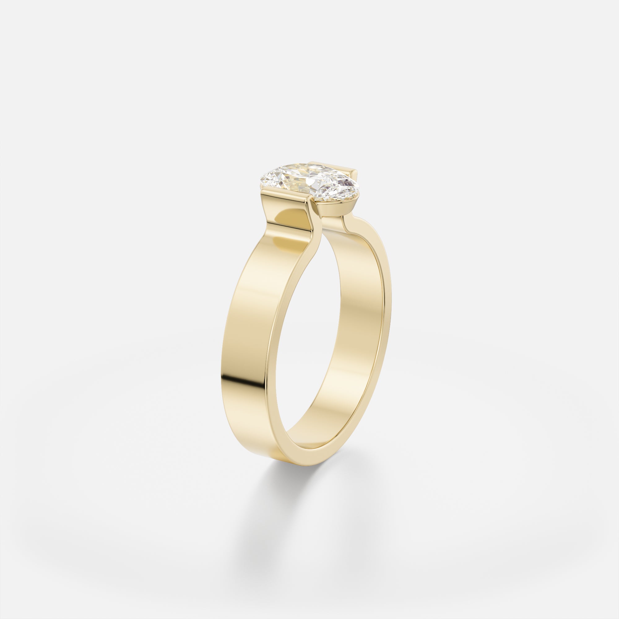 Architectural Tension Bezel Set engagement ring style with Oval Lab-grown Mined Diamond in 14k 18k yellow white rose gold platinum SHW jewelry