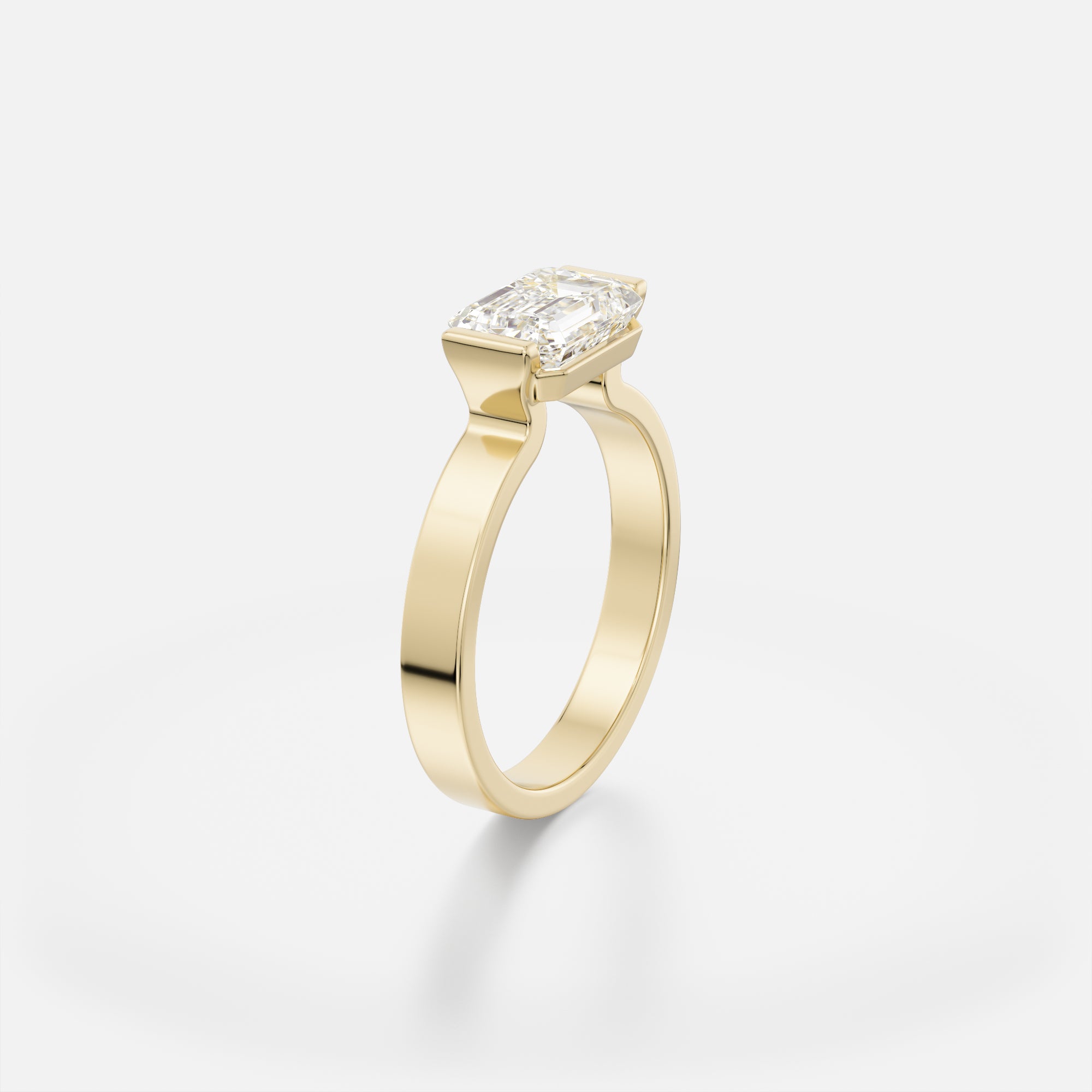 Cool Tension Bezel engagement ring style with Emerald Lab-grown Mined Diamond in 14k 18k yellow white rose gold platinum SHW jewelry NYC