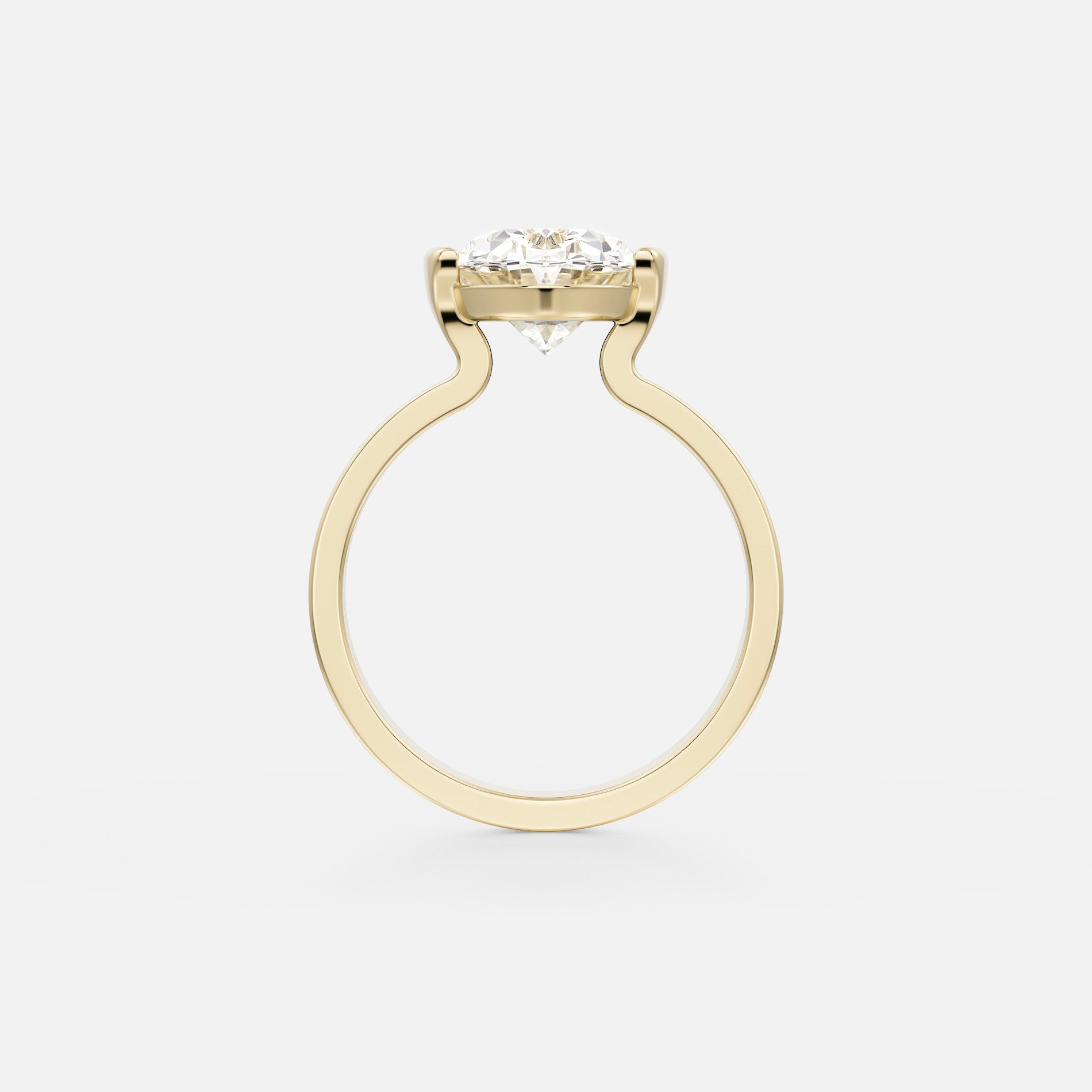 Unusual Exposed Bezel Engagement ring setting with North South Oval in 14 karat 18 karat gold SHW best New York City jewelry stores NYC NJ