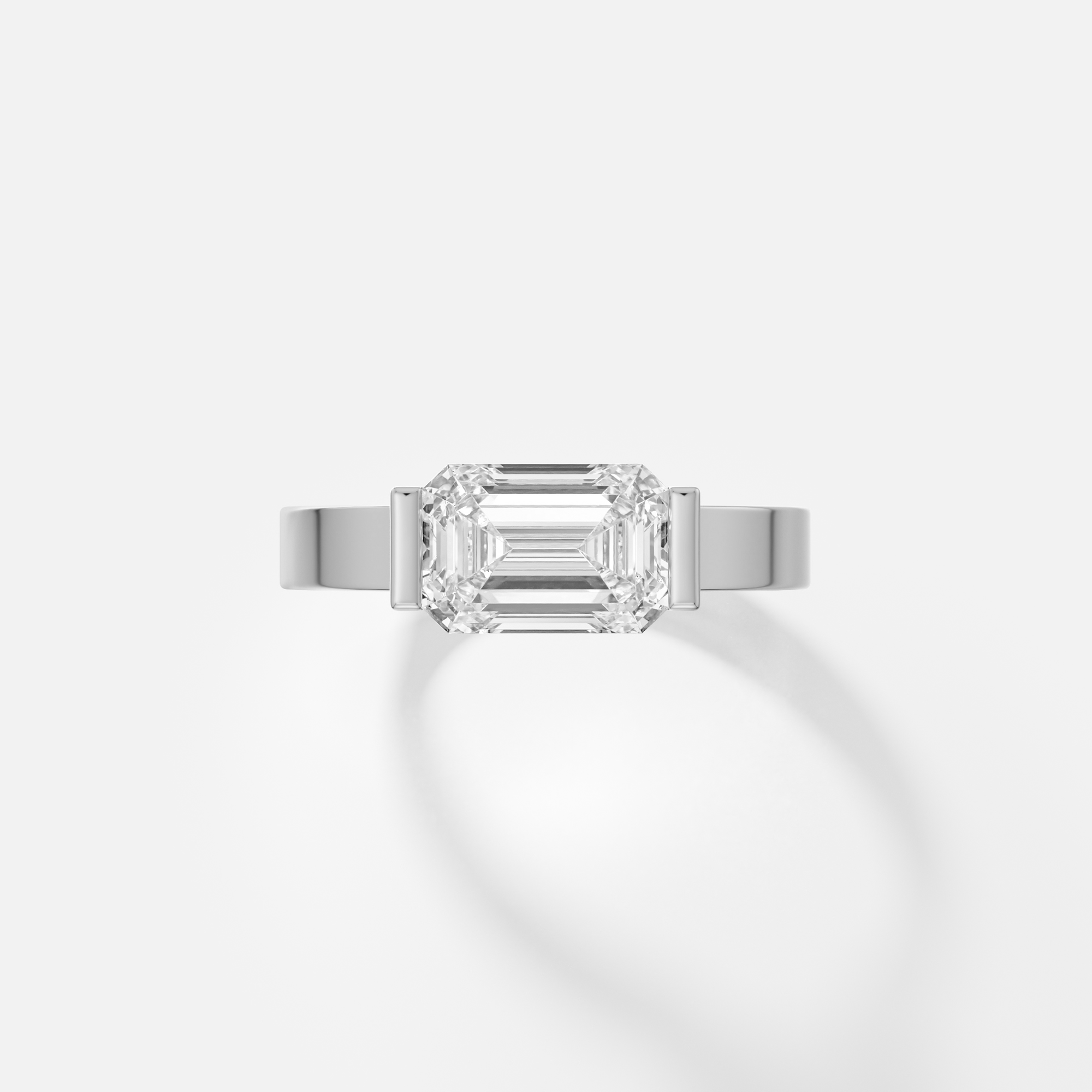 Stylish Semi-bezel Prong Engagement Ring with Emerald 1 2 3 carat laboratory natural diamond 14k 18k gold SHW best jewelry store NYC