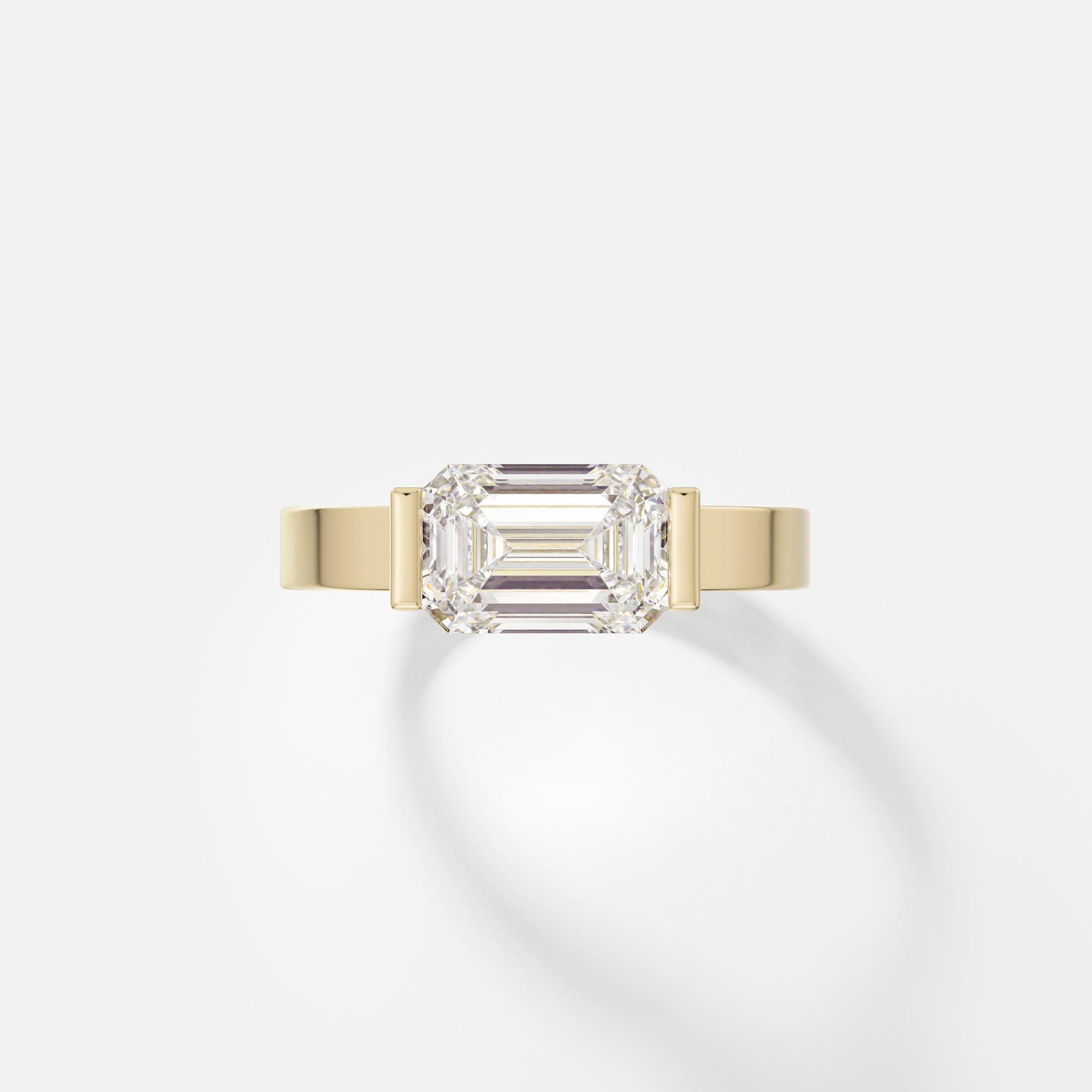 Designer Semi Bezel Engagement Ring with Emerald Lab grown Natural Diamond 14k 18k yellow white rose gold platinum SHW Fine Jewelry NYC